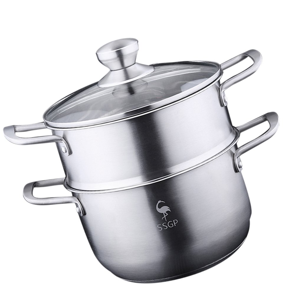 Phenovo 2 Tier Stainless Steel Stack and Steam Pot Set and Lid