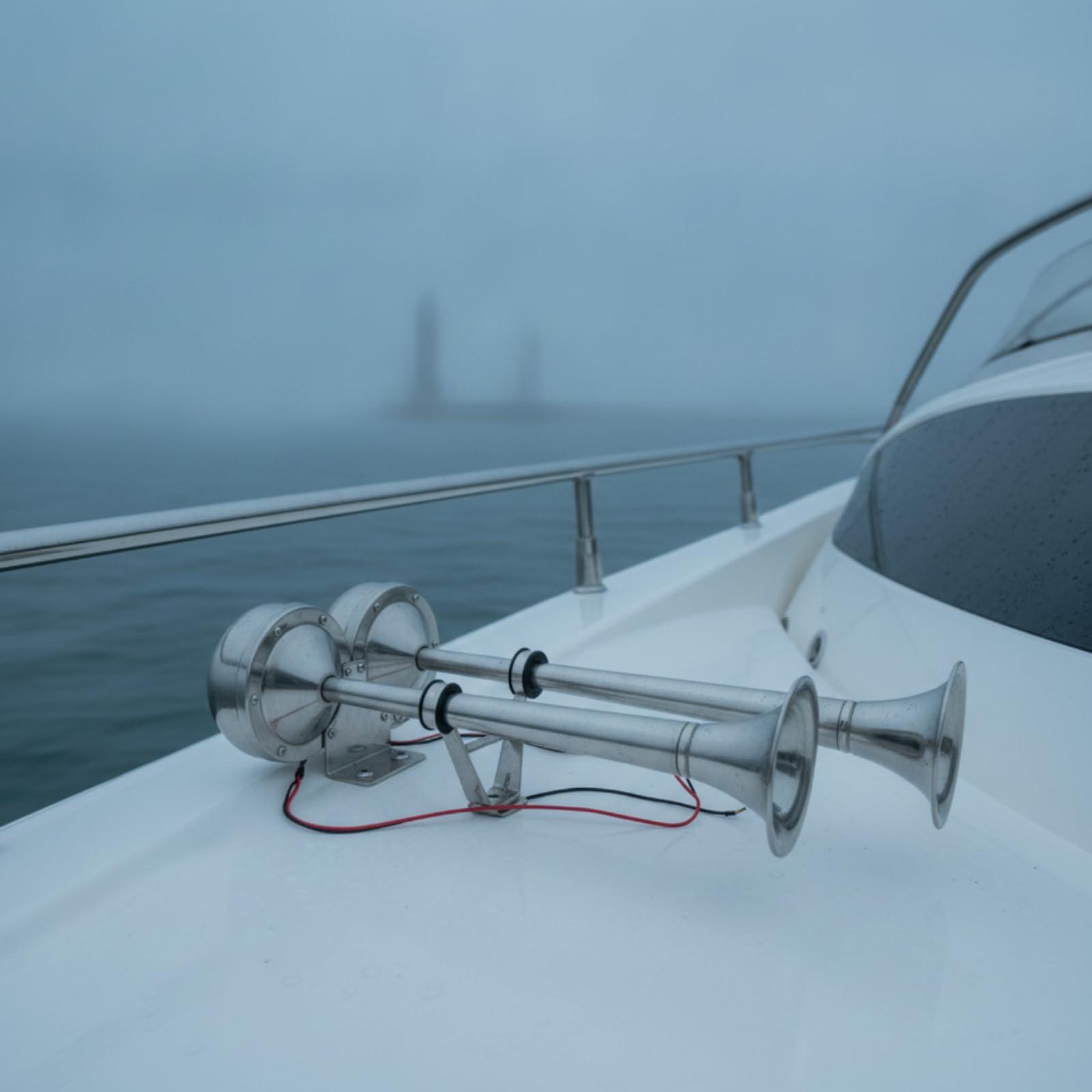 Clacson Marino Elettrico Tromba Nautica Avviso Sirena Tromba Segnalatore Allarme Costruzione Robusta in Acciaio Inox 304 Anticorrosione per Ambienti, Singolo Tubo