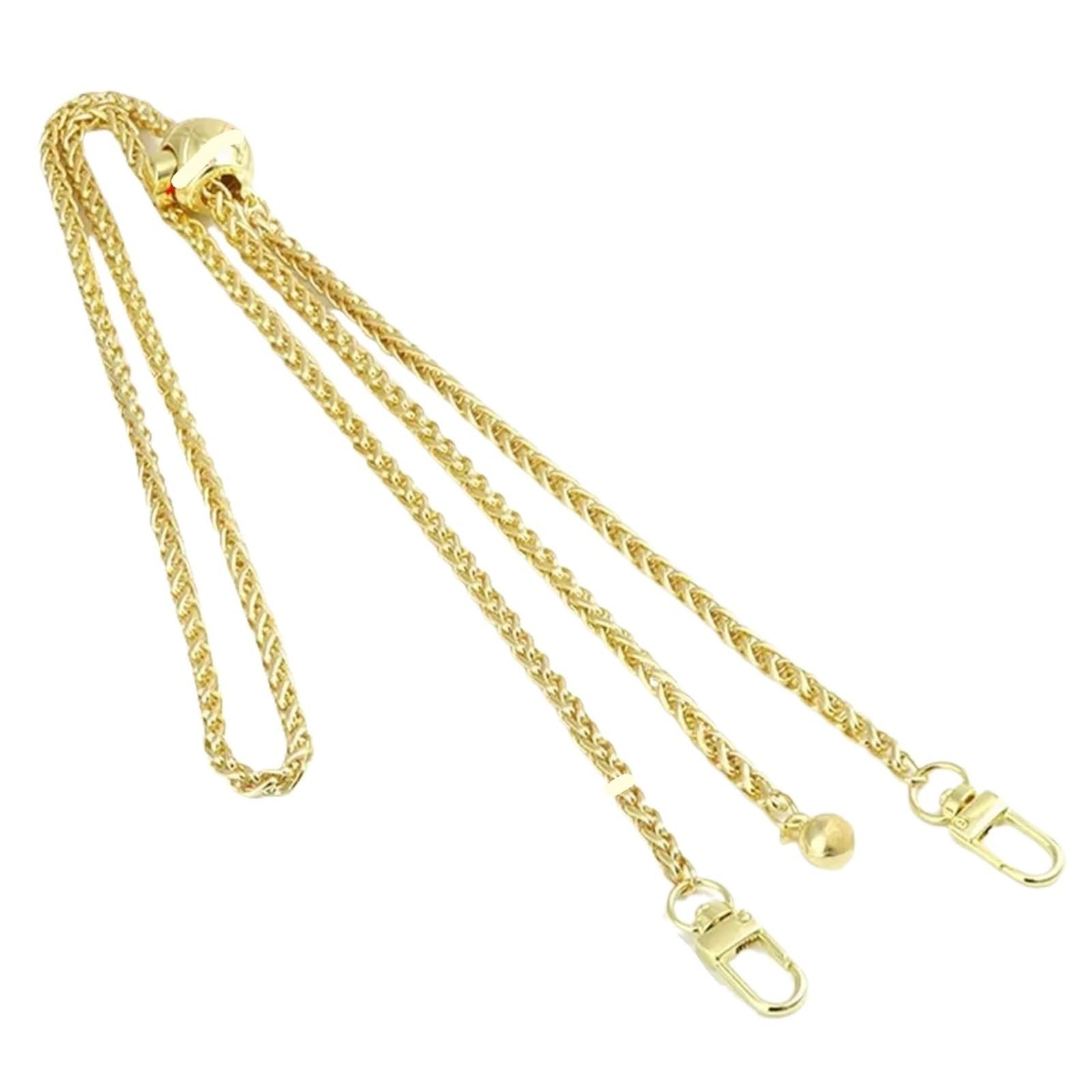 YUSUZH 2PCS Replacement 120cm Metal Purse Chain Strap Handle for Handbag Shoulder Crossbody Bag with Length Adjustable Ball for Small Bag(Gold C)