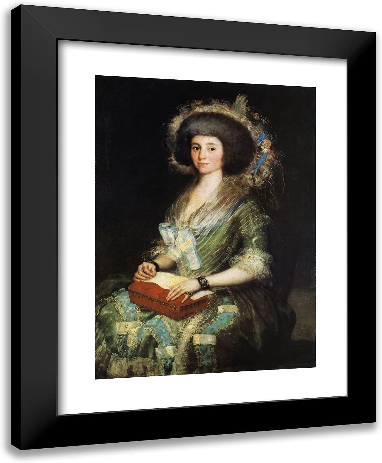 ArtDirect Goya, Francisco 19x24 Gold Ornate Framed Art Print with Double Matting Titled: Wife of Juan Agustin Cean Bermudez