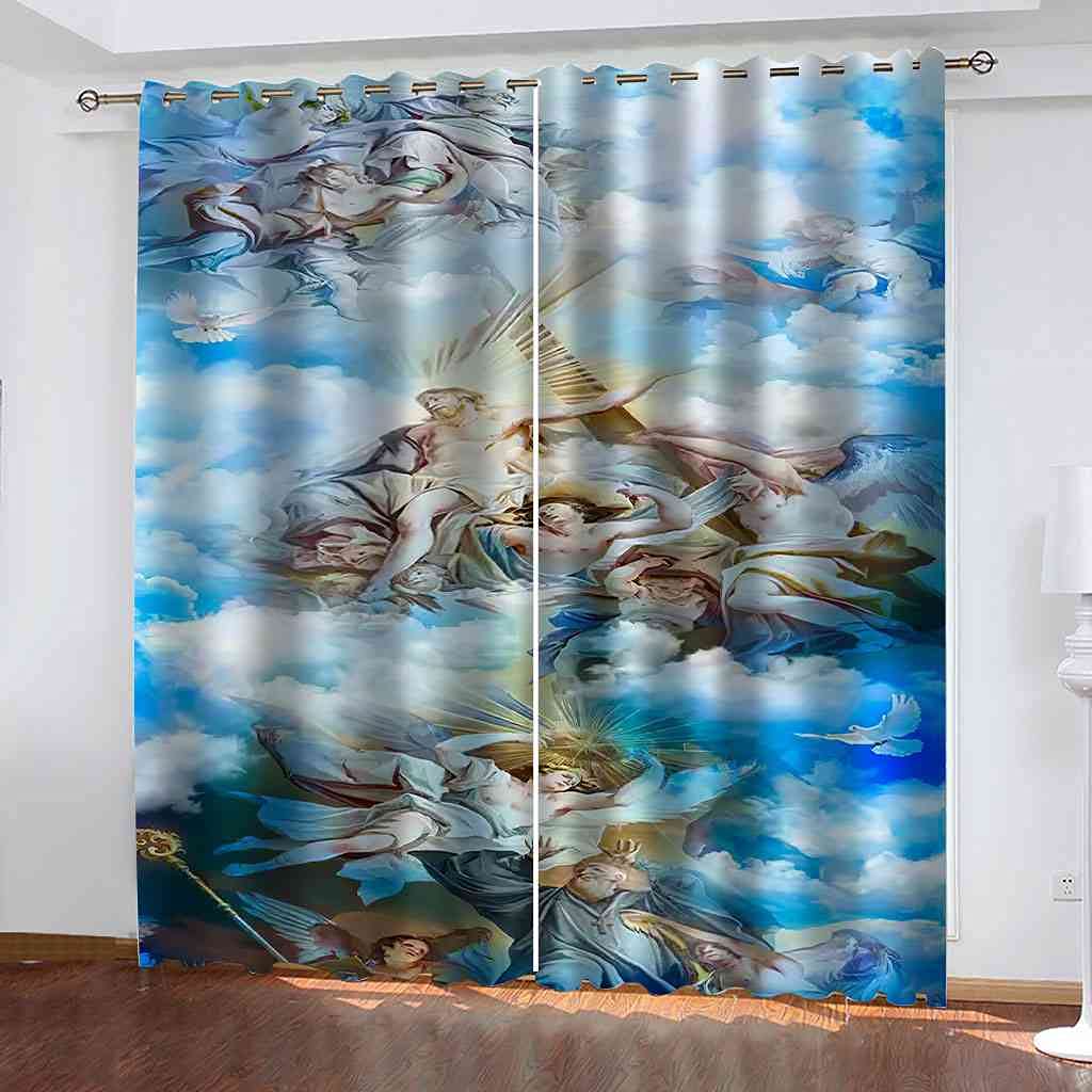 Rideaux 100% polyester épais 3D portrait du ciel finitions haut de gamme