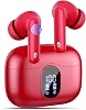 Wireless Earbuds, Bluetooth 5.4 Headphones In Ear with 4 ENC Noise Cancelling Mic, LED Display New Bluetooth Earbuds Mini Deep Bass Stereo Sound, 36H Playtime, Wireless Earphones IP7 Waterproof, Red