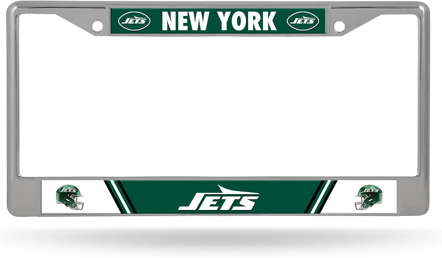 Rico Industries NFL Football New York Jets 12" x 6" Chrome Frame with Decal Inserts - Car/Truck/SUV Automobile Accessory