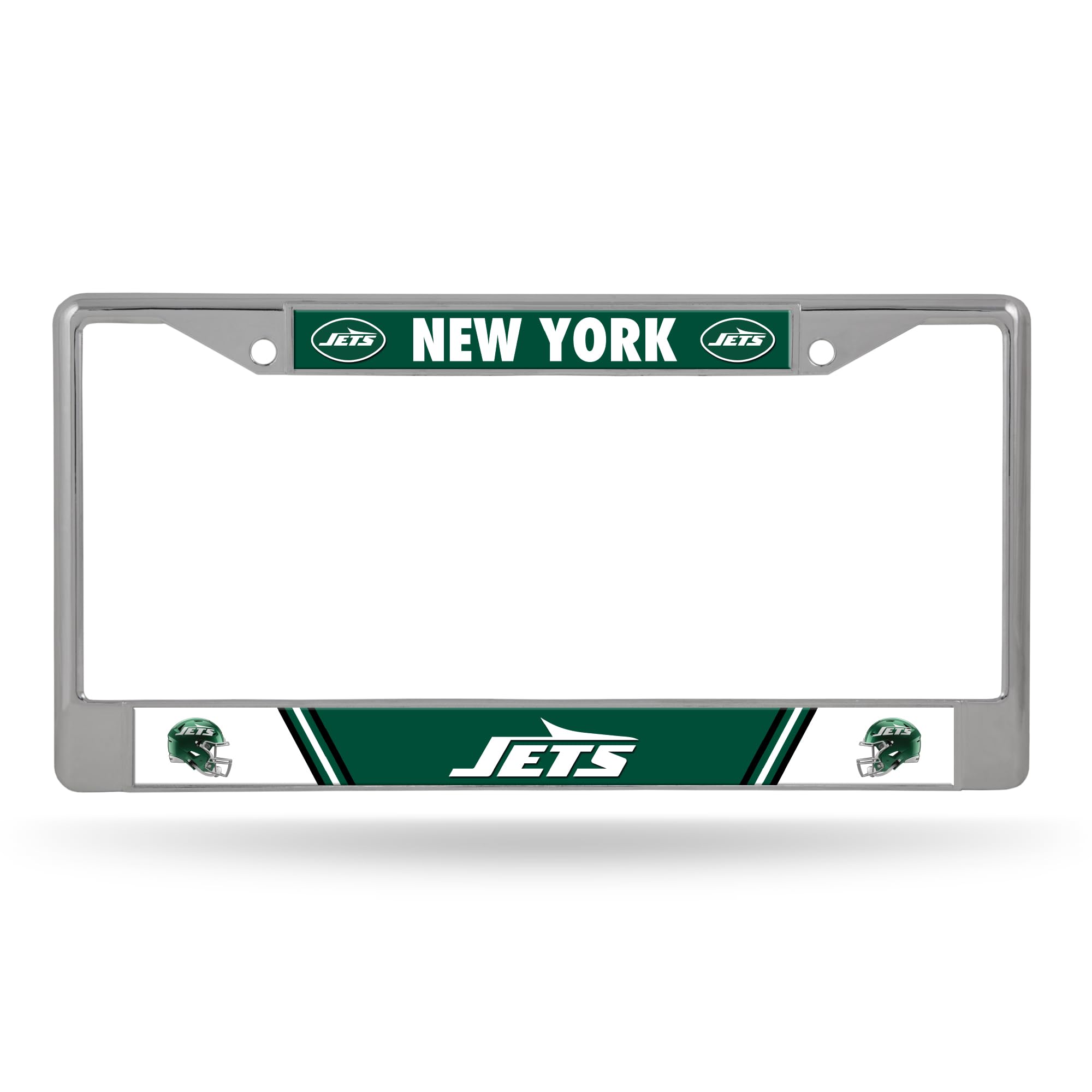 Rico Industries NFL Football New York Jets 12" x 6" Chrome Frame with Decal Inserts - Car/Truck/SUV Automobile Accessory