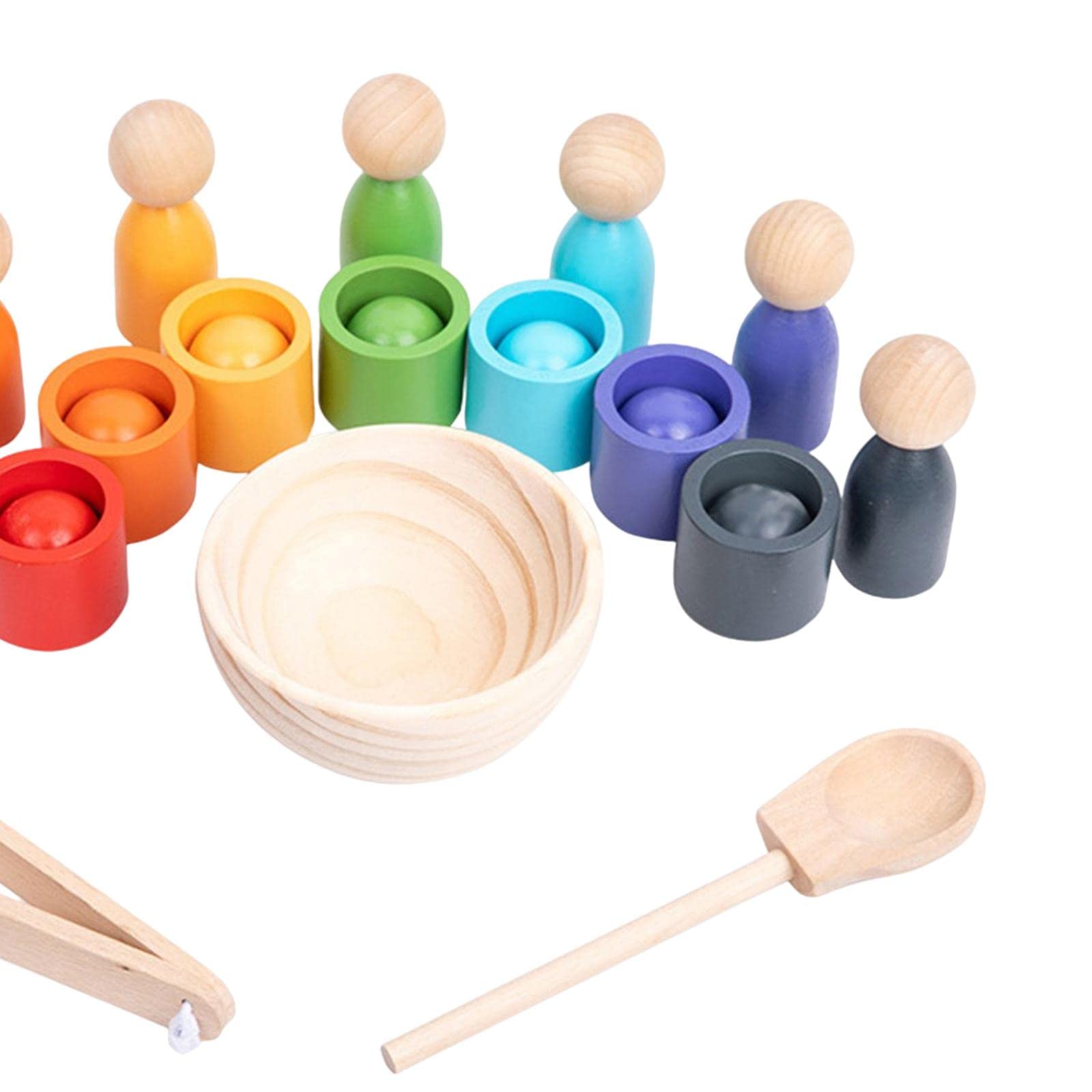 7 Piezas Vasos Juego de Madera Juego de Clasificación y para Niños con Entrenamiento de Pensamiento Lógico Adecuado para
