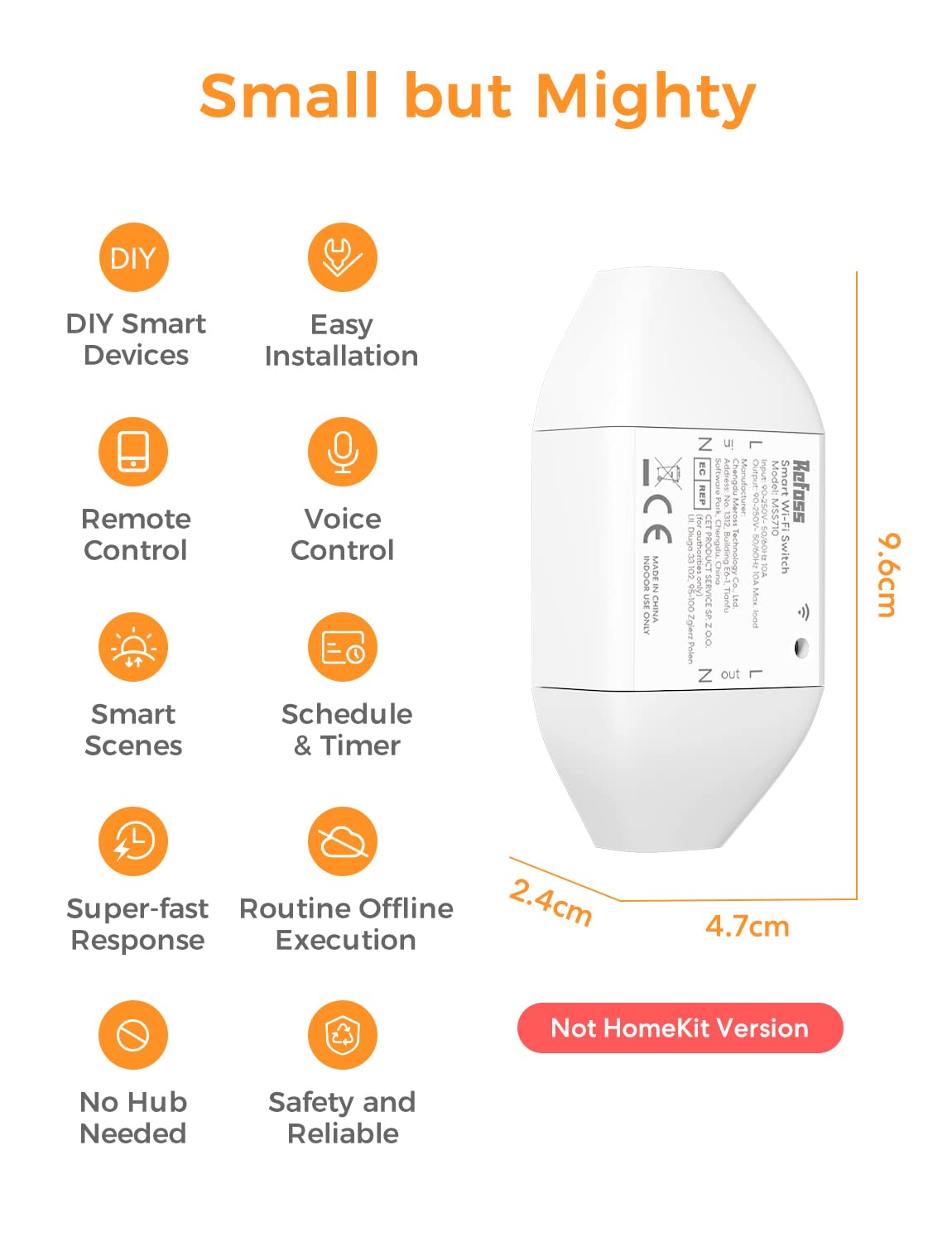 Refoss WLAN Schalter Universalny Smart WiFi Switch z pilotem, sterowaniem głosowym, inteligentny przełącznik działa z Alexą, Google Home, DIY Inteligentny Przełącznik, 2500W, 2 sztuki