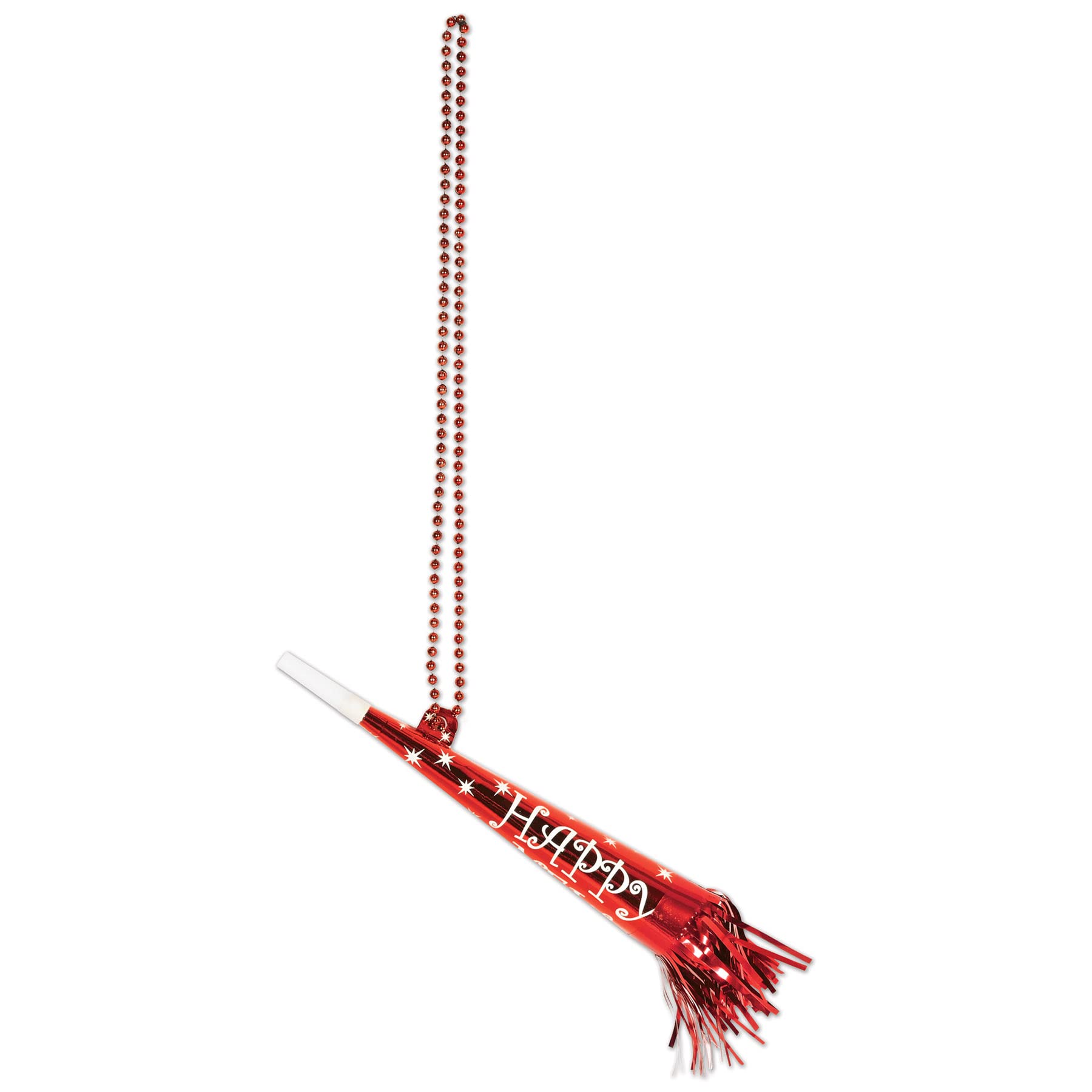 Happy New Year Beistle collier perles de corne cotillon assorti