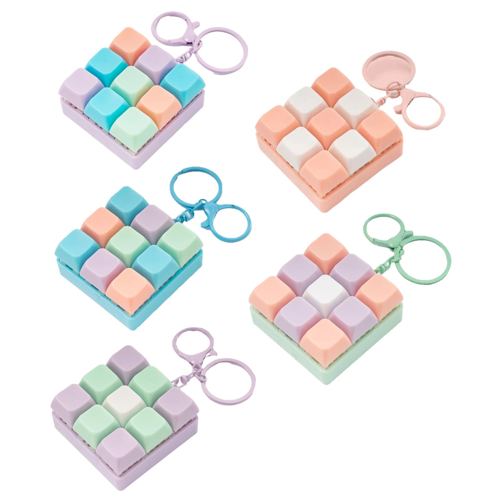 Maxtonser Small Keyboard Keychain Detachable Buttons Clicking Sound Stress Reliever Keycap Keyring for Adults Gifts