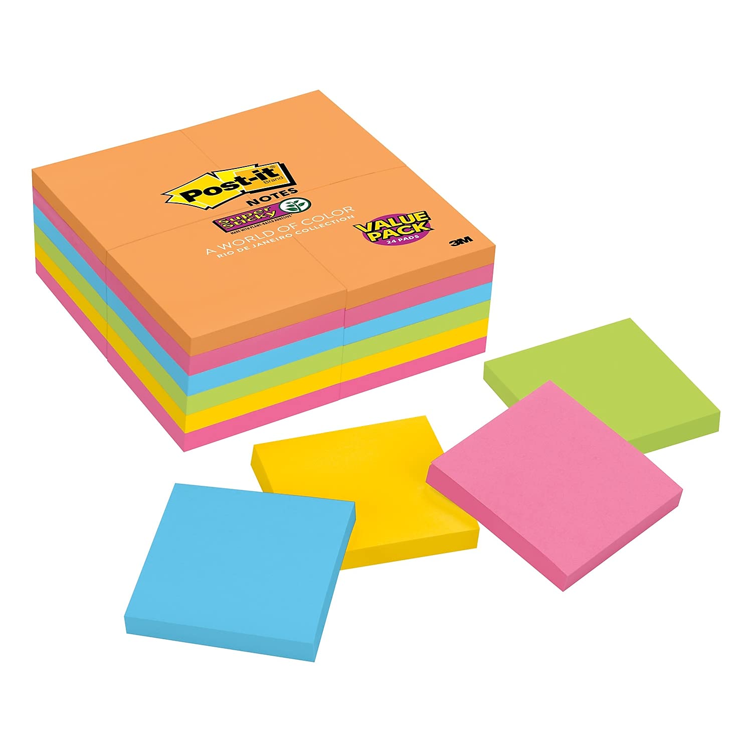 MMM65424SSAU – post-it Fogli Adesivi Colorati, Foglietti, Pads in Rio de Janeiro Colors