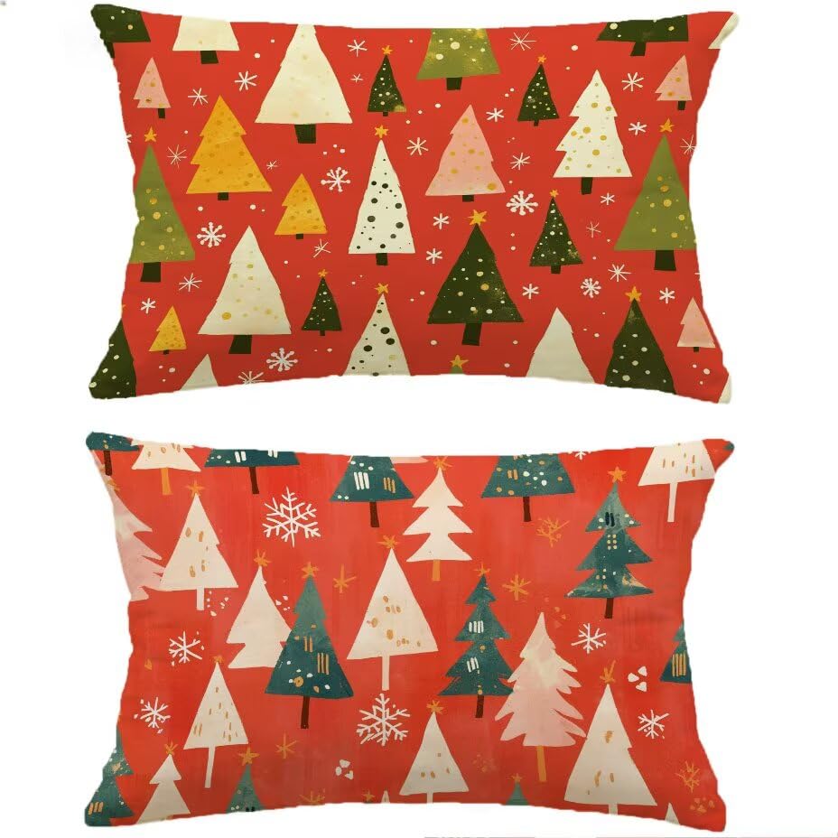 Housse de coussin extérieur 50x70 rouge en lot de 2