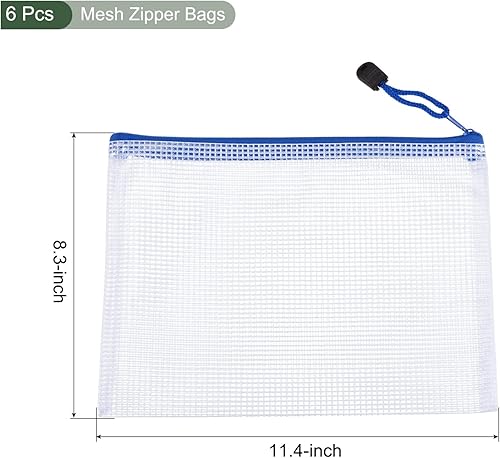 Miniatura 2 de YOKIVE Paquete de 6 bolsas de malla con cremallera, bolsillos de malla B5 para archivos, bolsa de plástico para documentos, ideal para