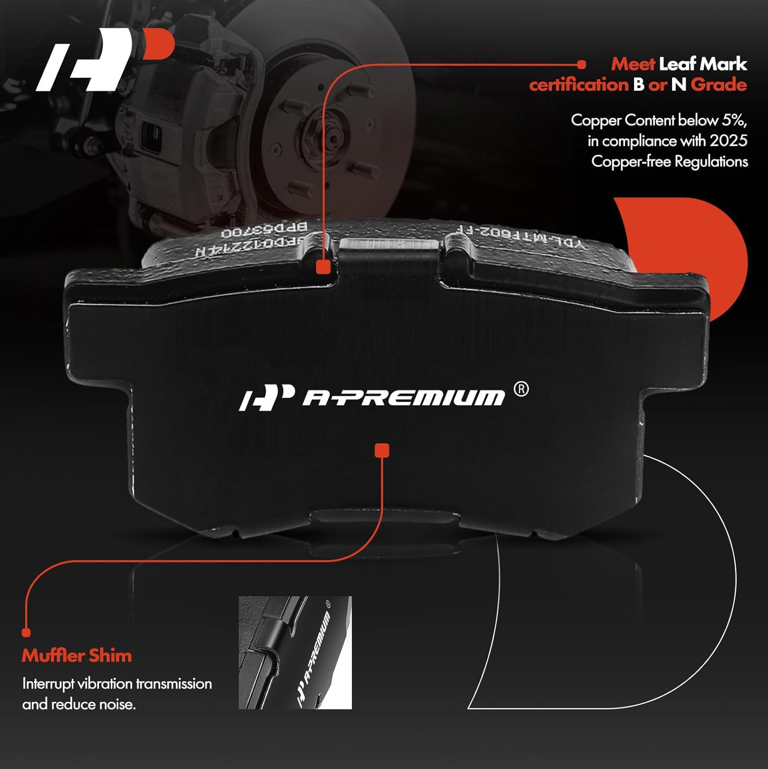 A-Premium 10.24 in (260 mm) Rear Drilled and Slotted Disc Brake Rotors + Ceramic Pads Kit Compatible with Select Honda Models - CR-Z 2011 2012 2013 2014 2015, 6-PC Set