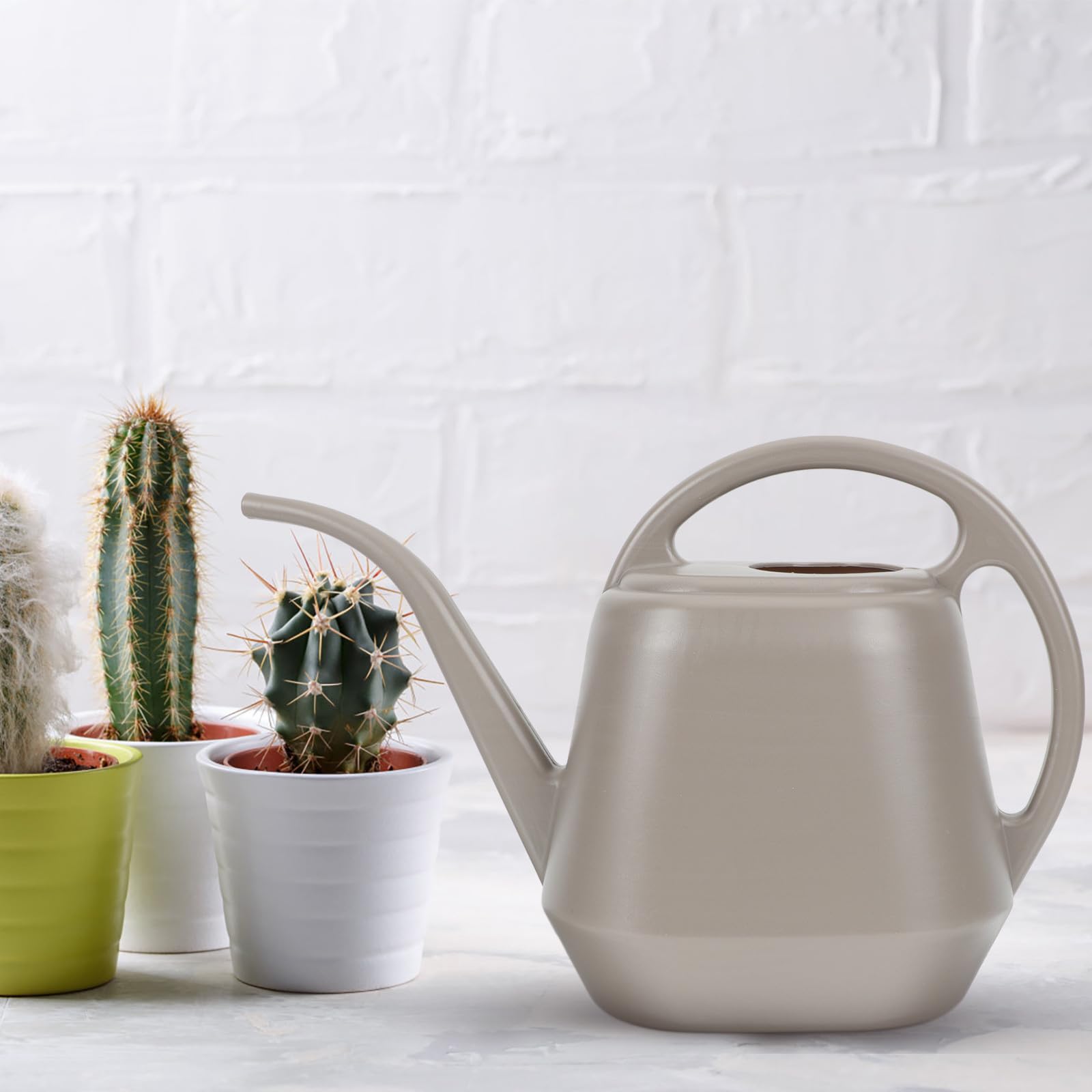 Regadera Rociador de Boca Larga de 4l para Riego de Suculentas y Plantas de Interior, Herramienta de Jardinería Duradera de Abs Color Café