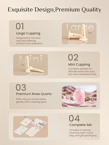 Miniatura 5 de Rena Chris Juego de ventosas faciales y herramienta facial Gua Sha, juego de ventosas de silicona y piedra de Gua Sha de cuarzo rosa, juego de