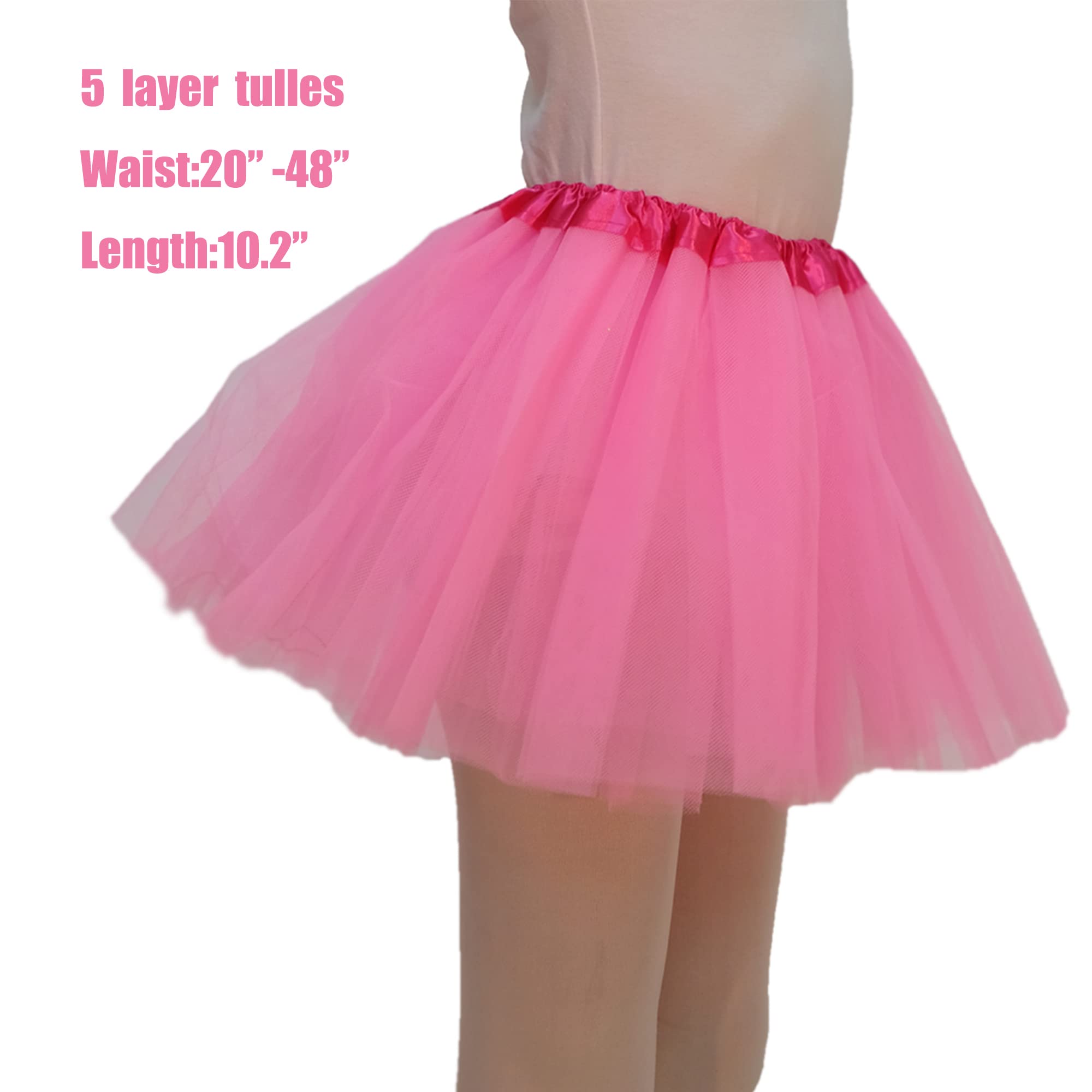 ASAHEL Tutus for Girls Women 5 Layered Tutu Skirt Halloween Costumes Classic Elastic