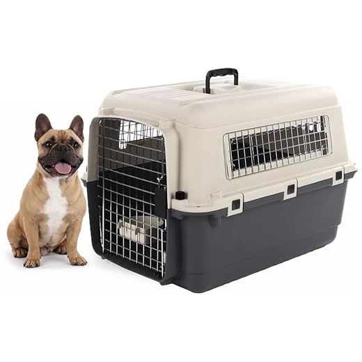 Flamingo Fomad Car Dog Transport Box Dark Grey M 53 x 67 x 47 cm Robust Plastic Metal Door Safety Lock Carry Handle