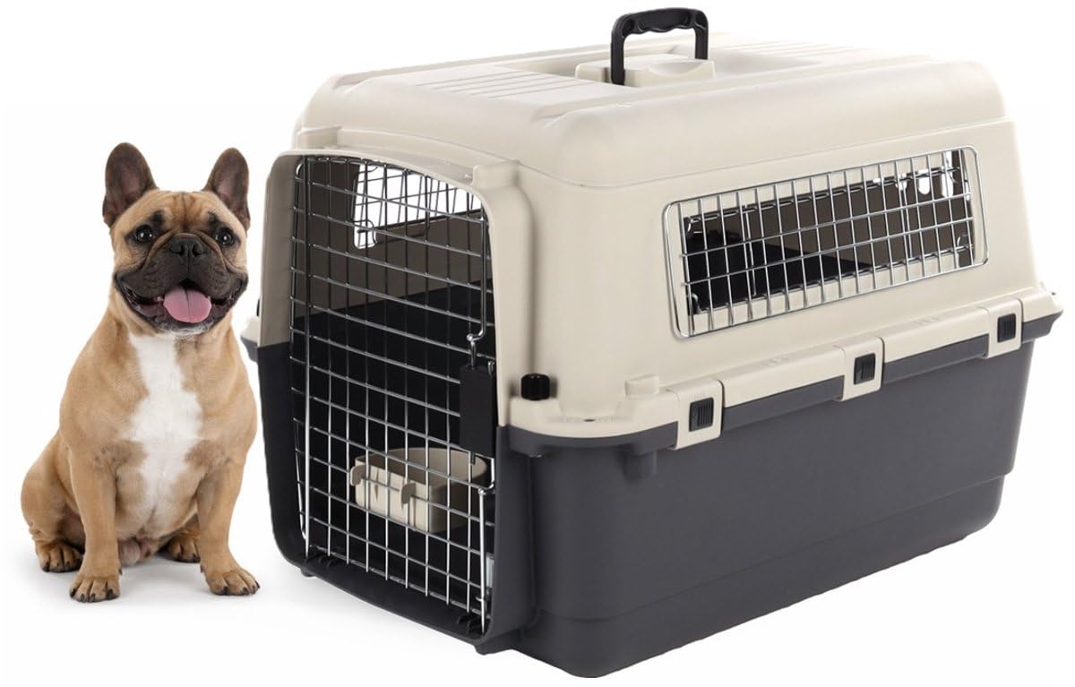 hundebox Auto - transportbox Hund - Flamingo Fomad dunkelgrau - M 53 x 67 x 47 cm - robuster Kunststoff - Metalltür - Sicherheitsverschluss - Tragegriff
