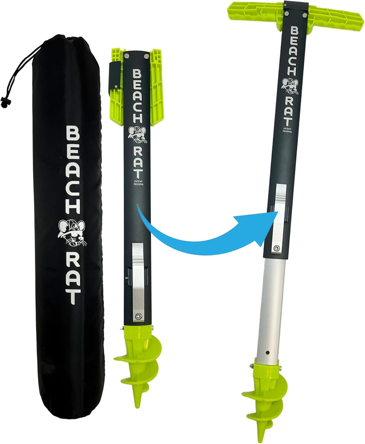Beach Rat Fusion Anchor & Storage Case - Jet Ski Anchor/Boat Anchor for Shallow Water and Sandbar - High Strength Telescoping Aluminum Pole & Plastic Boat Accessory - Sand Bar Anchor Kit
