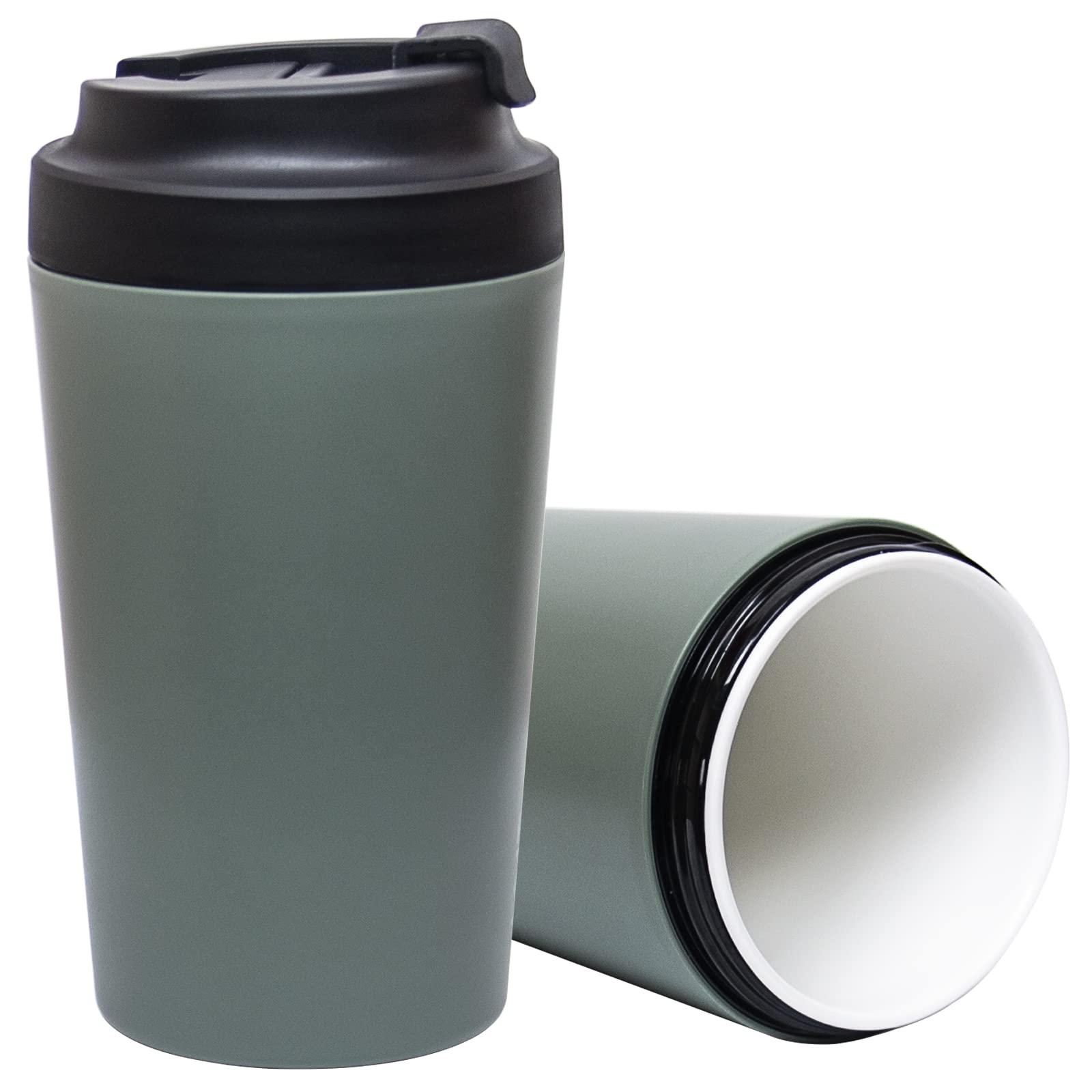 Klaraber Travel Coffee Cup, Ceramic Lined Travel Mug with Leakproof Lid, Insulated & Reusable