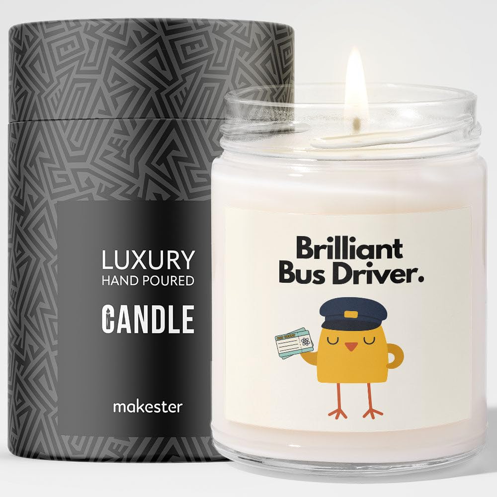Bus Driver Gift - Luxury Soy Wax Candle - Vanilla, Jasmine, Sugared Almond - Makester — image 1