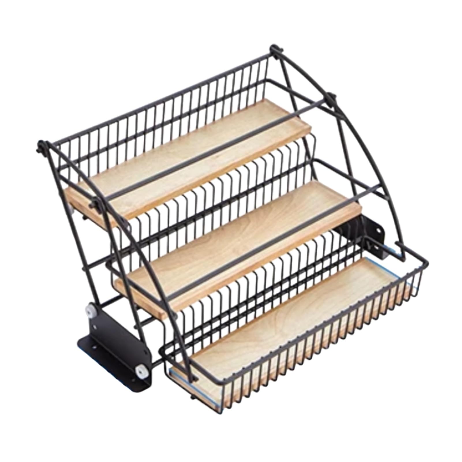 IUokLU 3-Tier Wall Mounted Spice Rack & Dish Organizer, Pull Down Storage Shelf for Upper Cabinet, Kitchen Pantry Solution(Black-28.5x26x22cm)