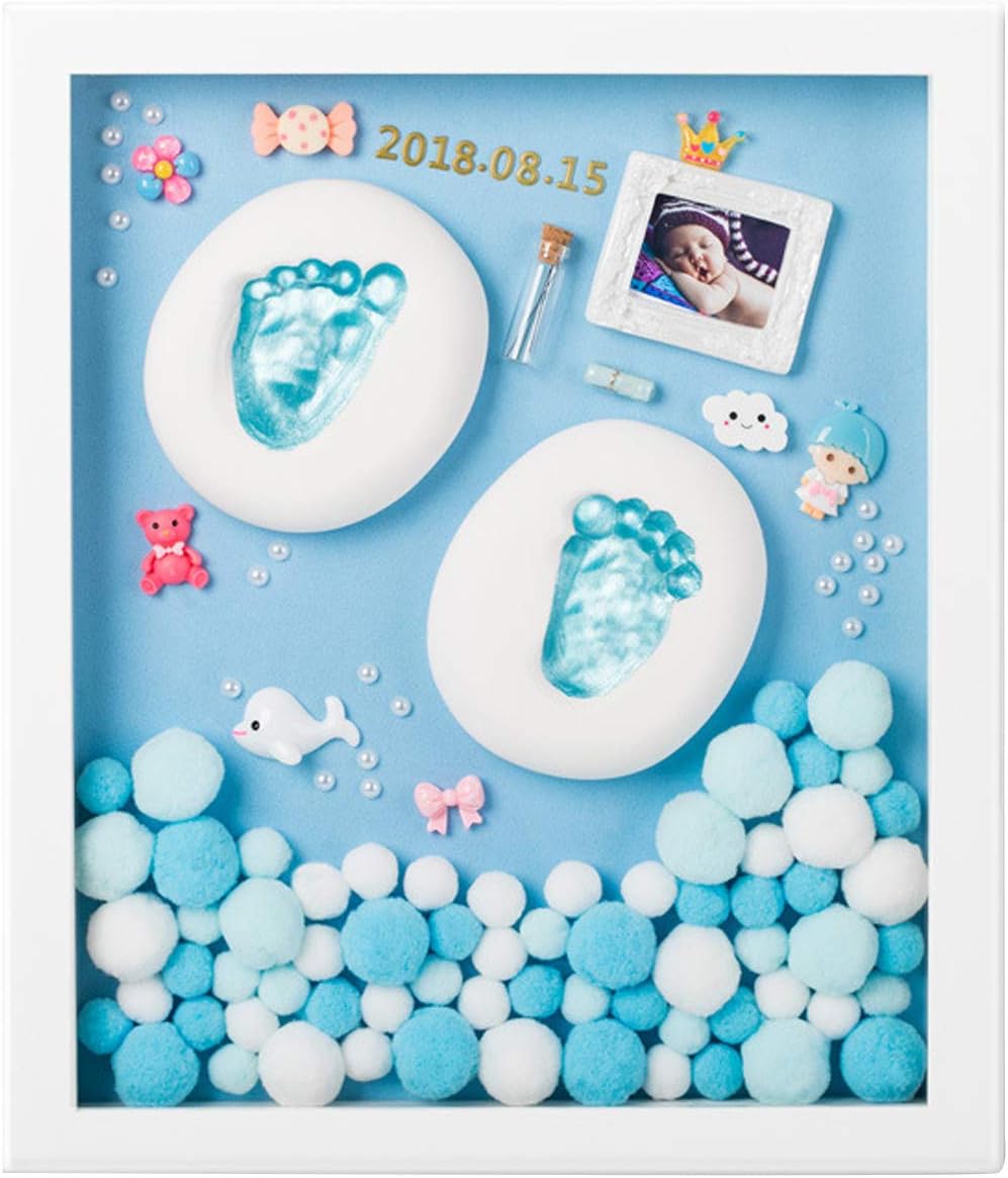Baby Footprint Kit Gifts Photo Album Shower Decorations Handprint Memorial Set Room Décor Unique Ornament for Newborn Girls Boys