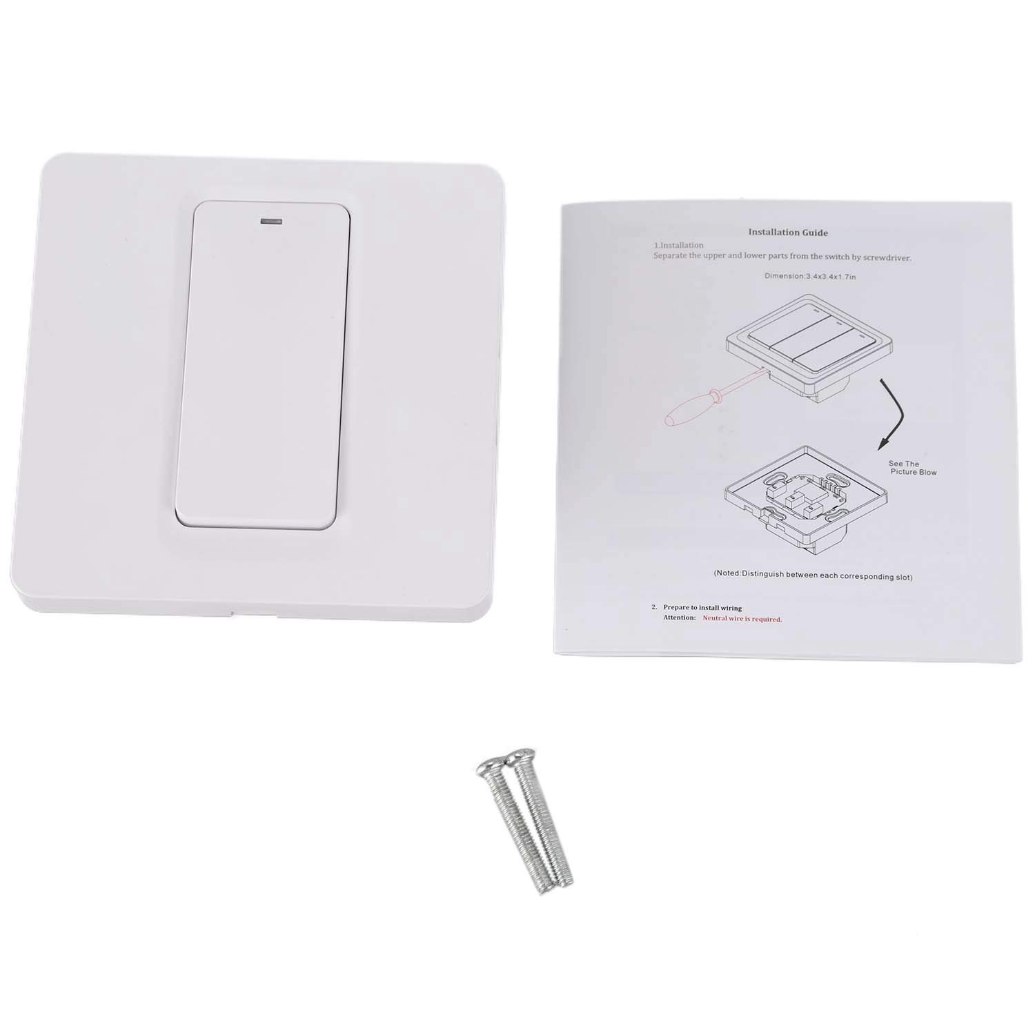 Interruptor de luz, Asistente de interruptor de luz inalámbrico teledirigido de pared inteligente Wi-Fi