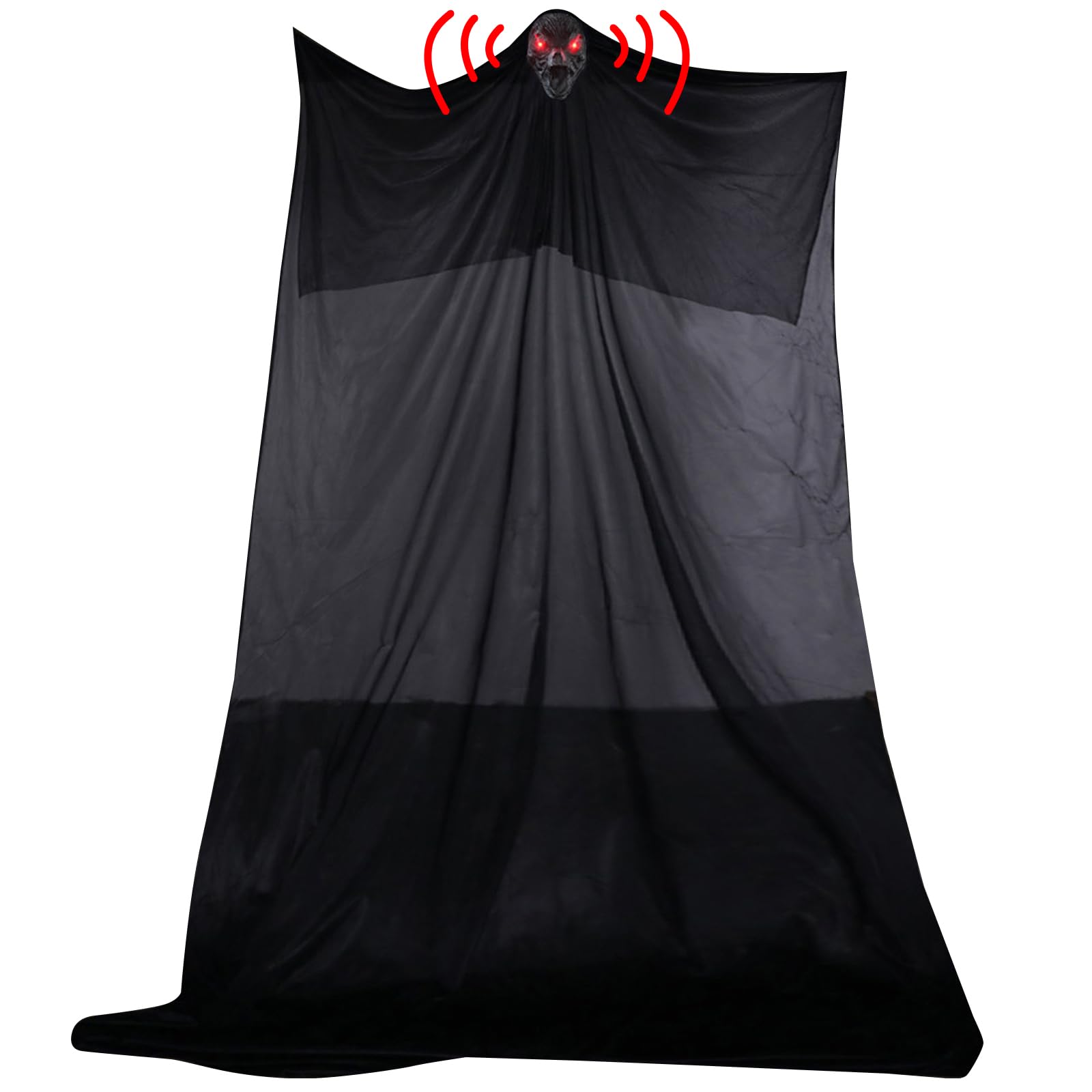 Jazuaiao Halloween Decors Terrifying Skull Head Veil Cloth Hanger for Create Atmosphere for Halloween Party Props