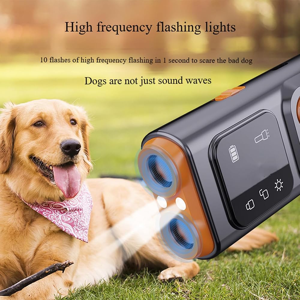 Bark Guard for Dogs, Anti Barking Device, Adjustable Ultrasonic Frequency & LED Flashlight, Rechargeable Battery