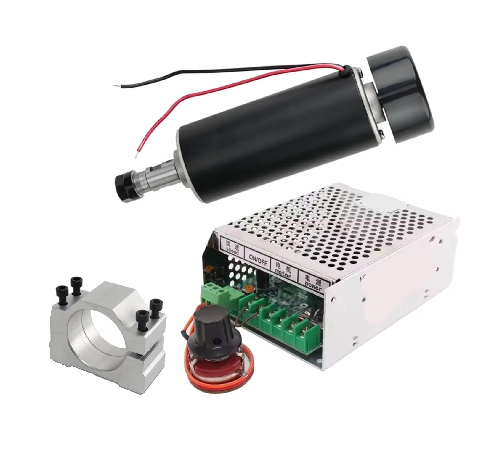 Fbftgmrmta One Color Er11 Air Cooled 0.3Kw 0.5Kw Spindle With Power Supply Chuck 300W 500W Spindle Motor Speed Governor For Milling 52Mm Clamps(500W)