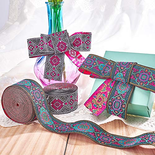 Pandahall 7m Vintage Jacquardband 33cm Bordüre Stoff Emobridered Woven Ribbon Fabric Trim Fringe Stoffband Paspelband Zum Nähen für Diy Kleidung Accessoires Verzierungen Dekorationen
