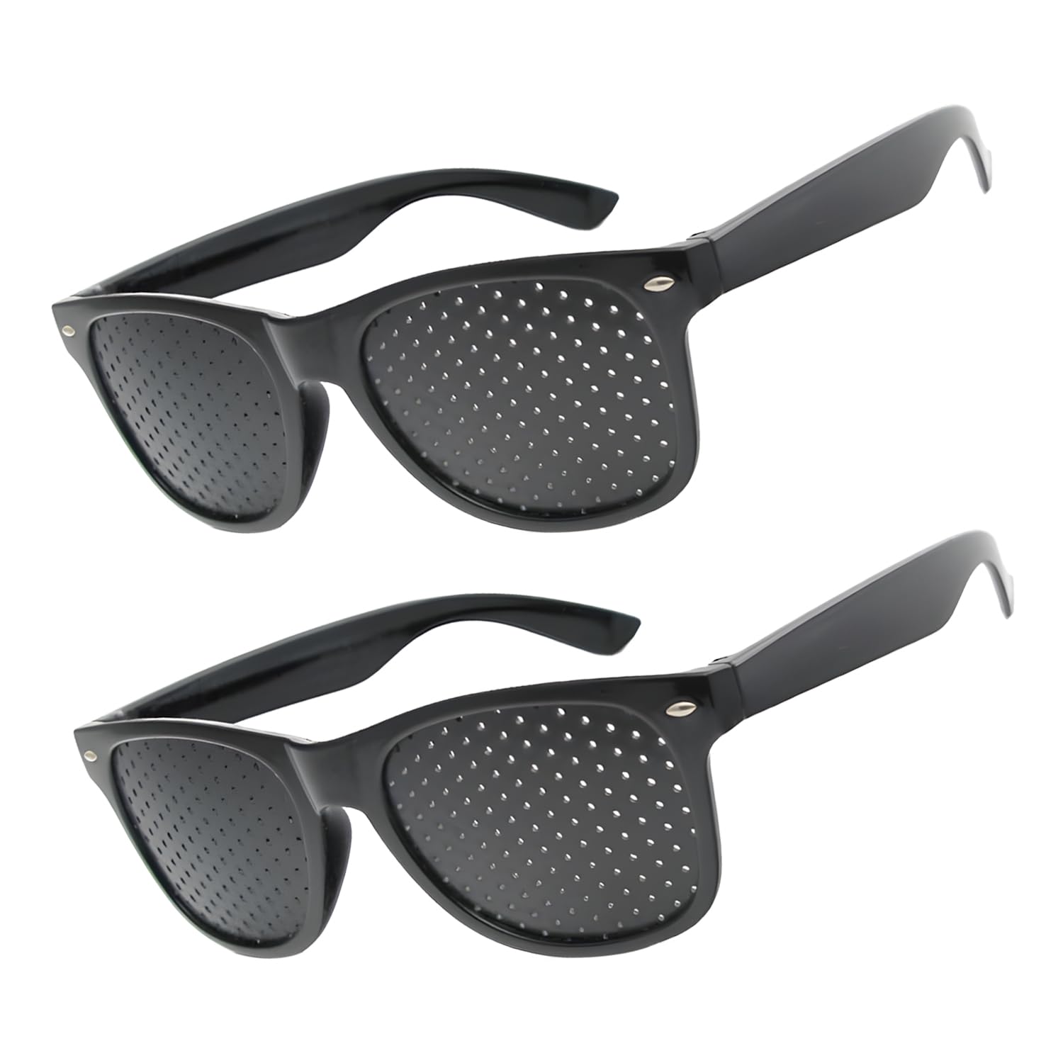 Lunettes à Grille Sténopéïques 2 Pièces, Lunettes à Trous Noires pour Relaxation des Yeux et Gymnastique Oculaire