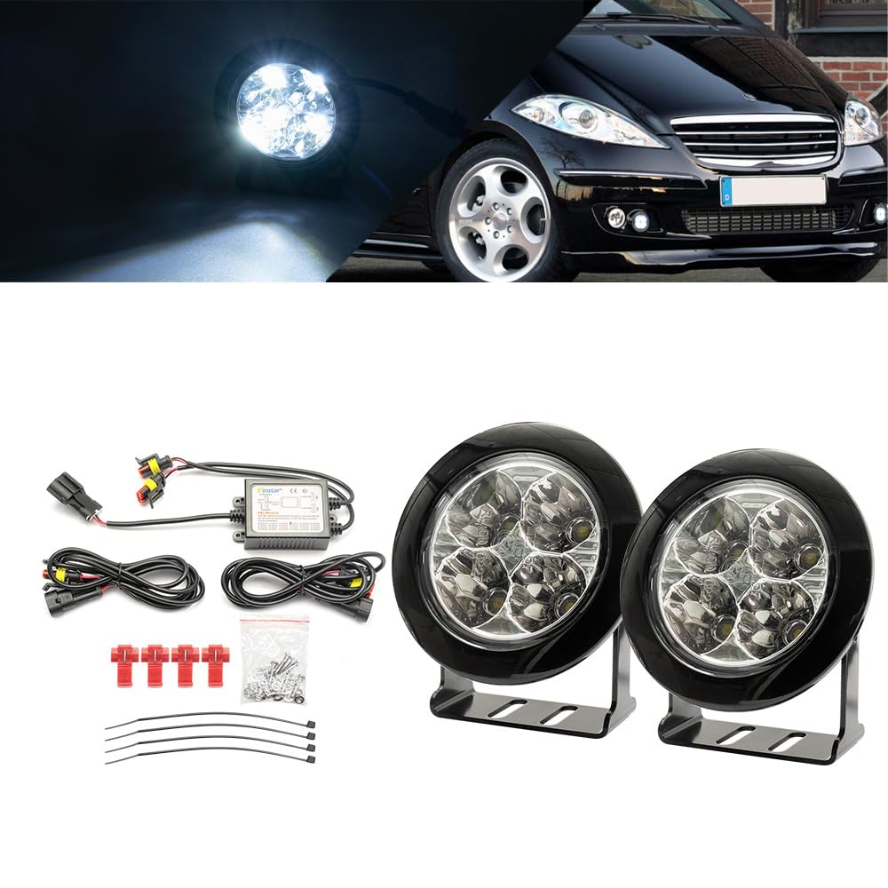 LED DRL Tagfahrlicht für Mercedes Ben.z A-Klasse W168 W169 1997–2012,Frontstoßstange Tageslichtreflektoren DLR-Lauflicht 2 LED-Standlicht mit klarer Linse