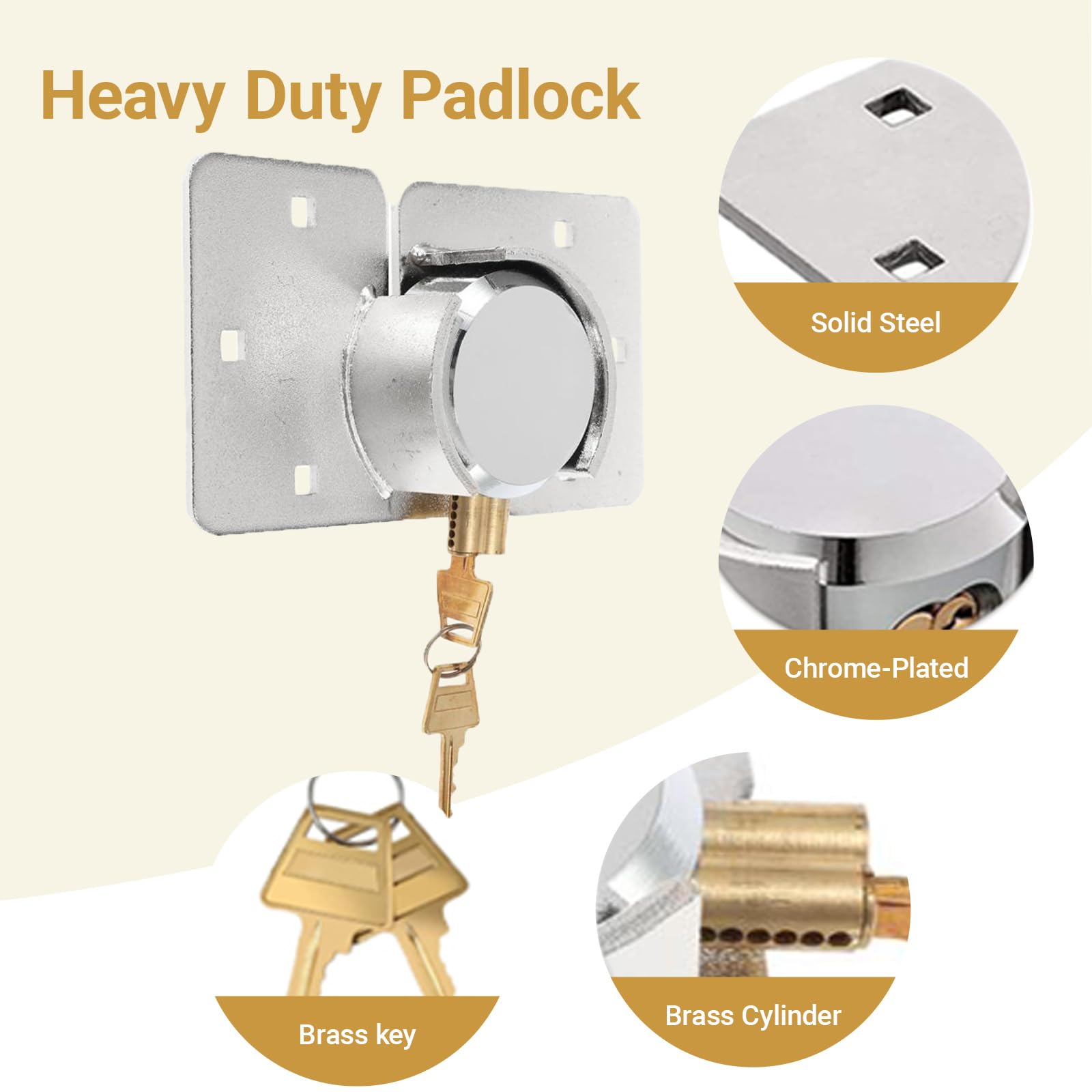 Paquete de 2 candados para puerta de furgoneta con llave igual resistente de acero sólido de 73 mm, cerradura de seguridad con 4 llaves para camiones, puertas, furgonetas