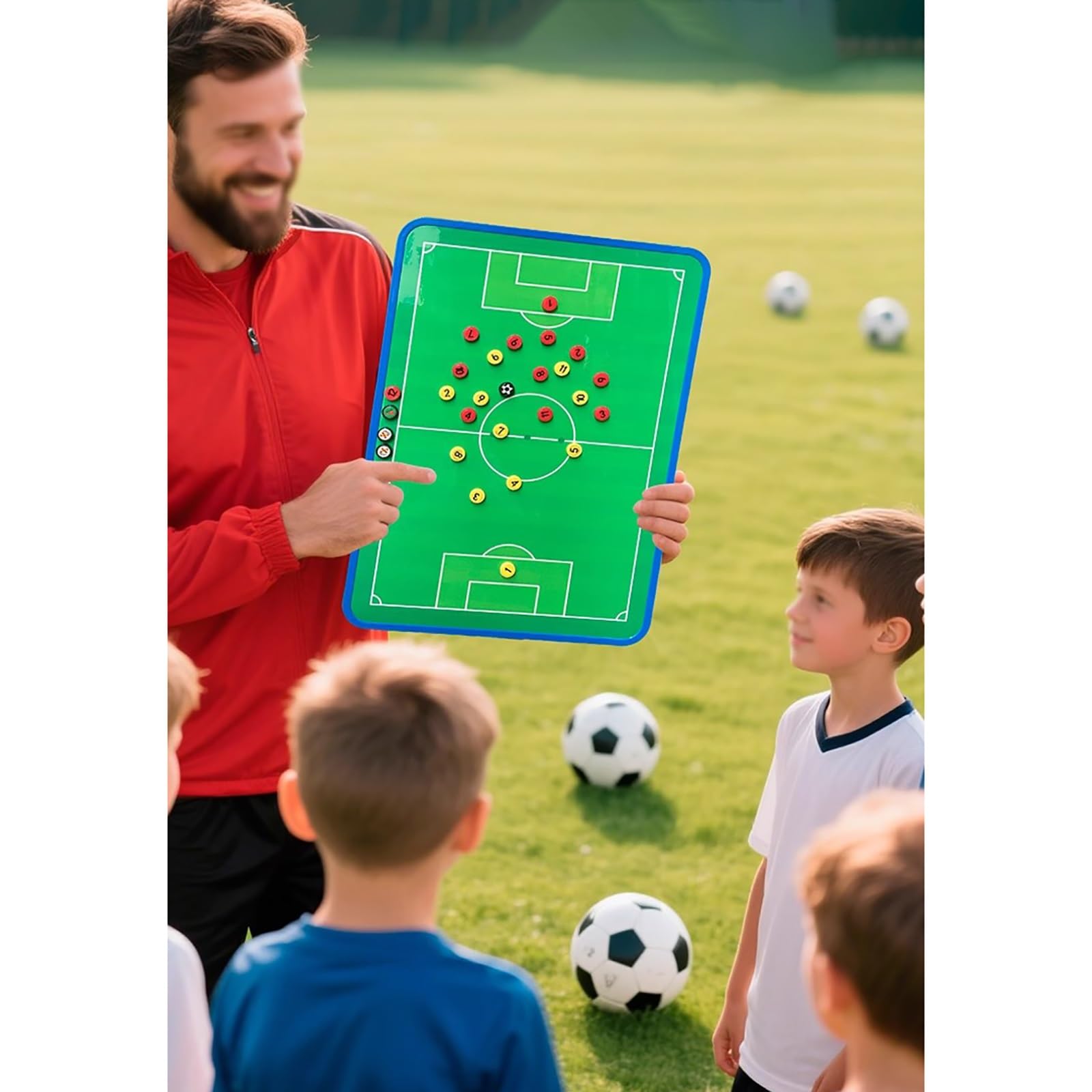 Lavagna Tattica per Allenatori, Portablocco da Calcio for Allenatori, Design Fronte-Retro, Facile Scrivere e Cancellare, Adatto for l'allenamento