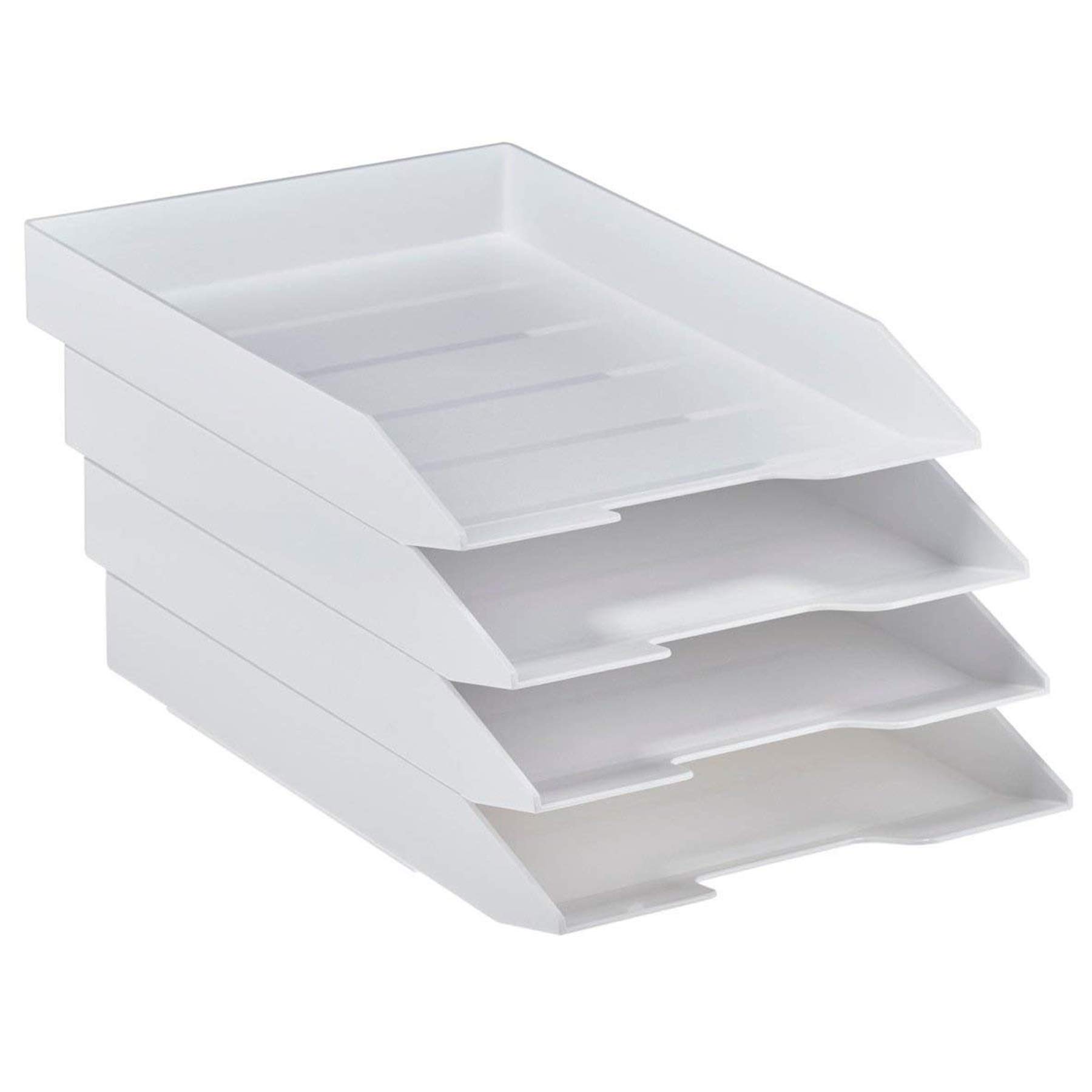 Acrimet Bandeja de Papel Apilable, Organizador de Cartas y Papeles en plastico de Carga Frontal para Oficina (Blanco, 1 Unidad)