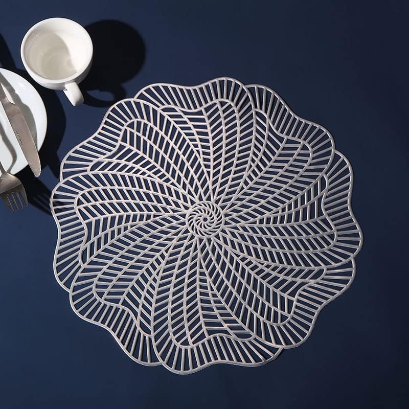 Miniatura 4 de Manteles individuales redondos dorados, lavables, fáciles de limpiar, antideslizantes, resistentes al calor, para decoración de mesa de comedor,