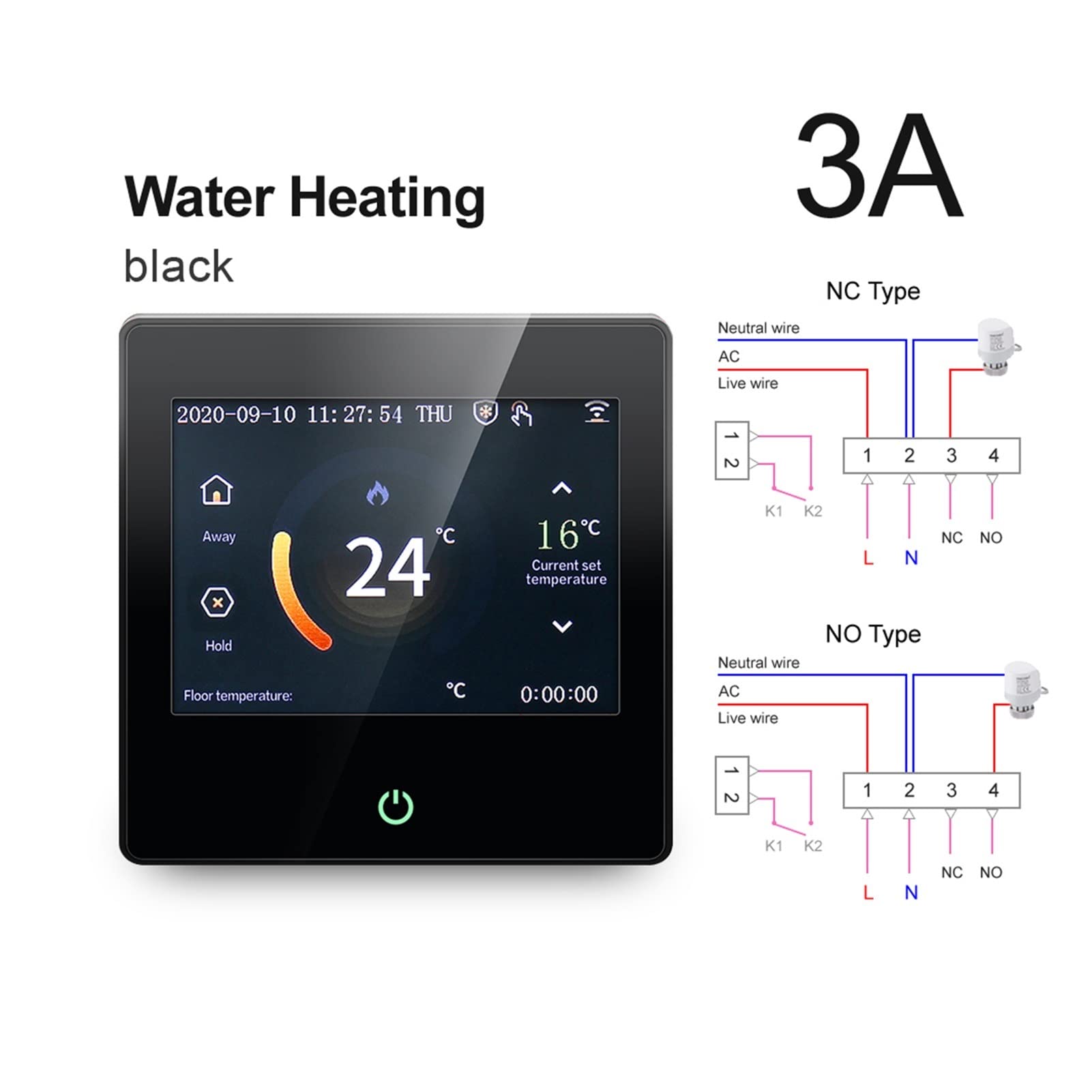 Sensore termometro, Smart WiFi Termostato Controller Temperatore Acqua elettrico riscaldamento a pavimento acqua caldaia a gas con tuya App. Telecomando(Oranje)
