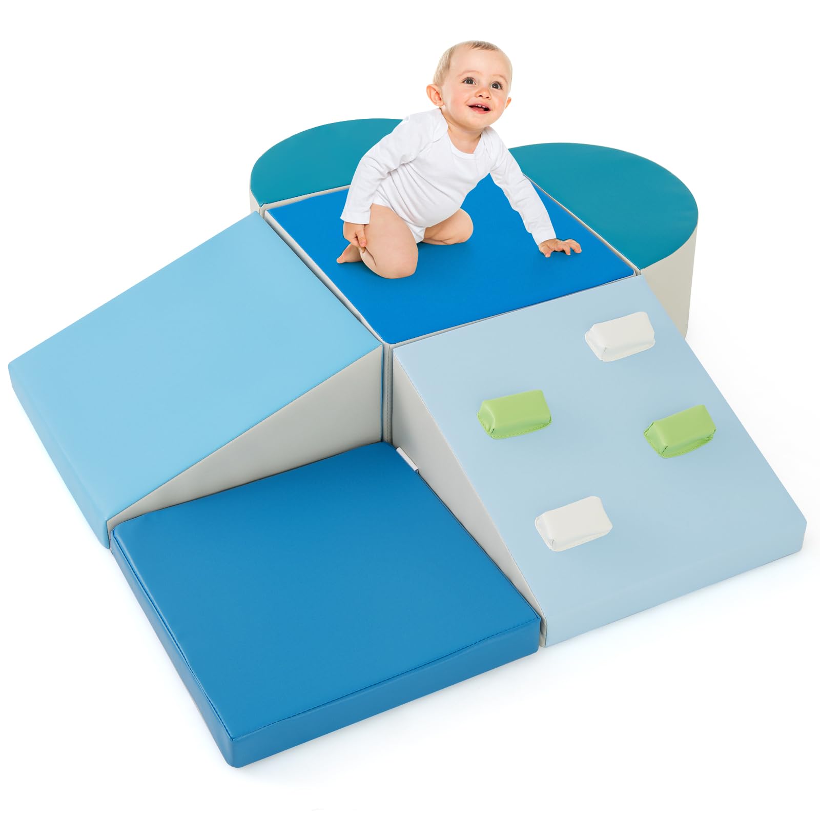 RELAX4LIFE Set di Giocattoli da Arrampicata 6 Pezzi per Bambini, con Schiuma EPE, Set di Giocattoli, Blocchi in Schiuma per Bambini dai 1+ Anno (ROSA) (blu)