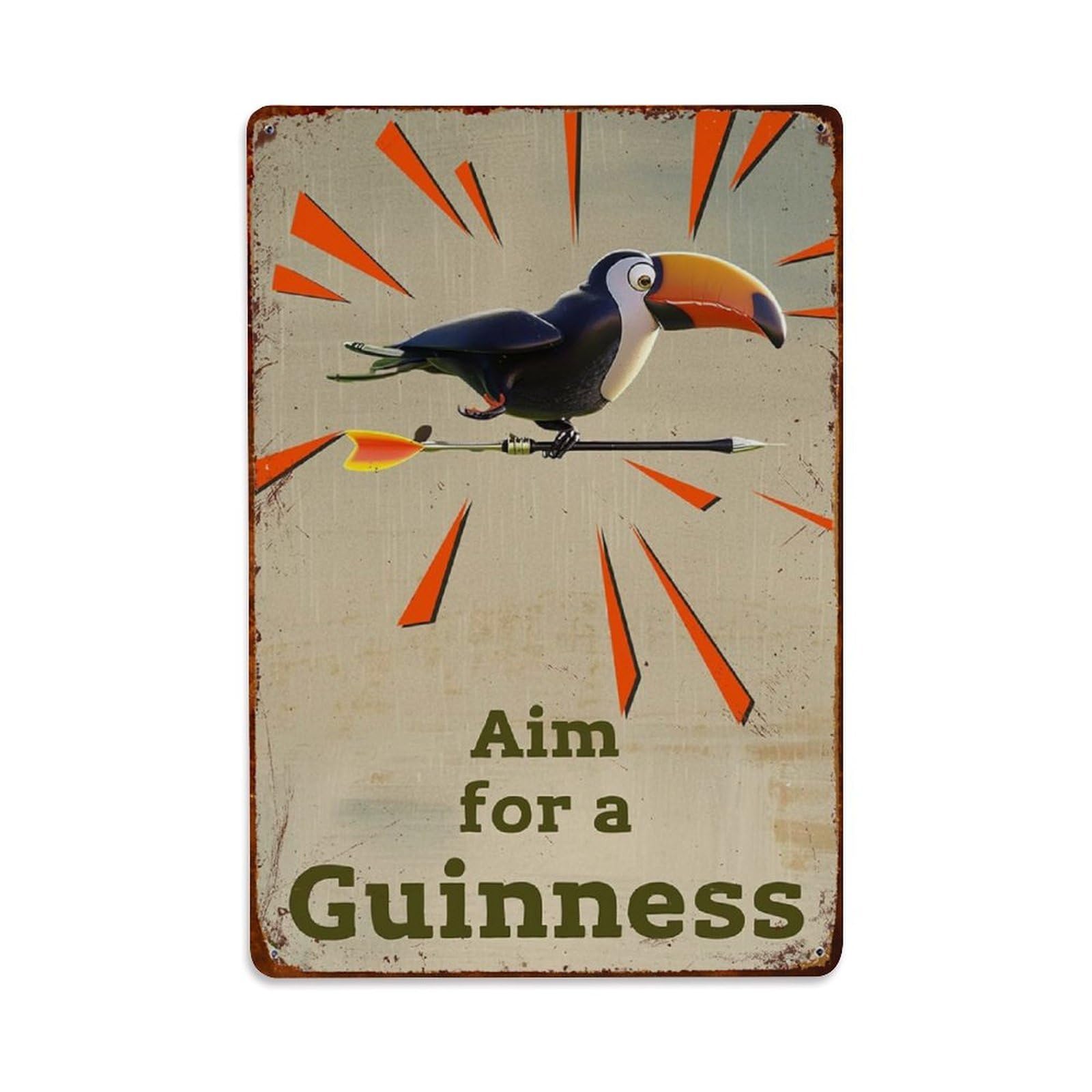 Aim for A Guinness Funny Metal Tin Sign Vintage Garden Bedroom Cafe Bar Man Cave Home Wall Decor Metal Poster 8x12 in