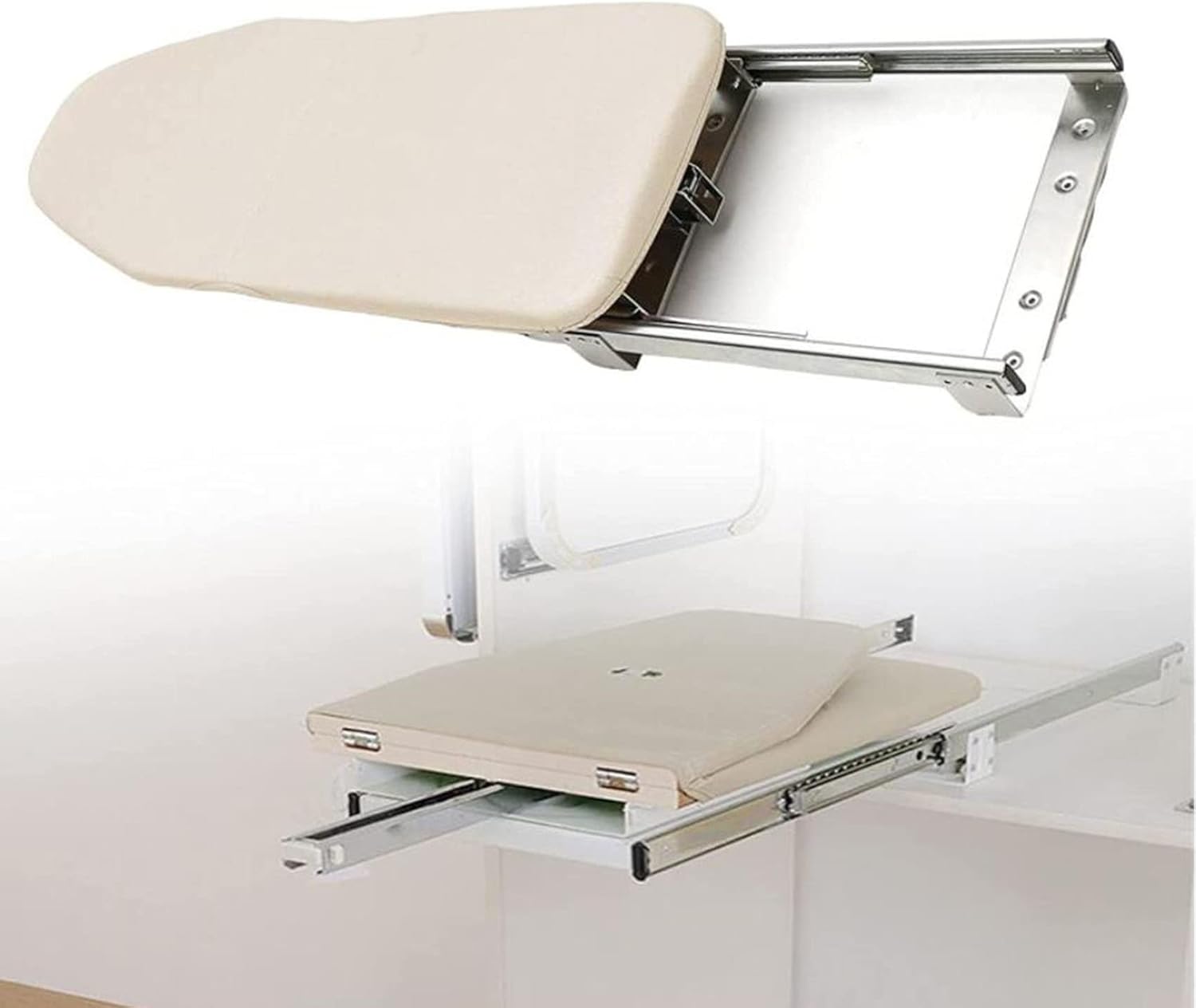 Ironing Board Retractable Pull Out Ironing Board Closet Sliding Out Swivel Iron Board Mounted in Drawer with Heat Resistant Ironing Cover, Retractable Pull Out Folding Ironing Board Foldable Ironing