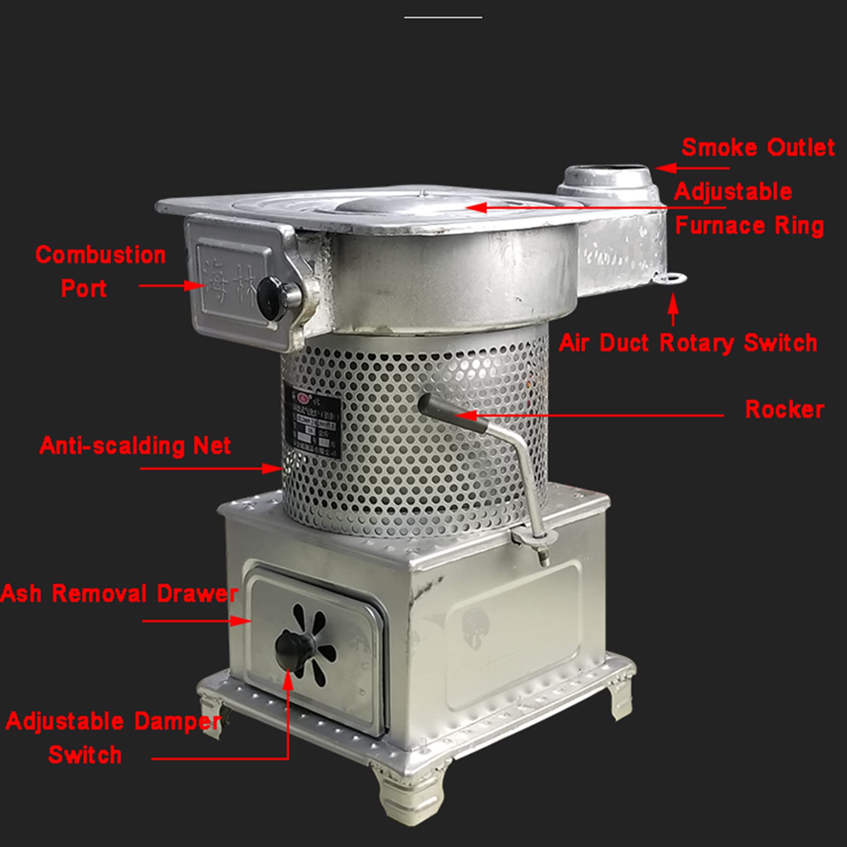 Amazon.co.jp: 鋳鉄ガス化石炭/薪ストーブ、無煙調理薪ストーブ、多