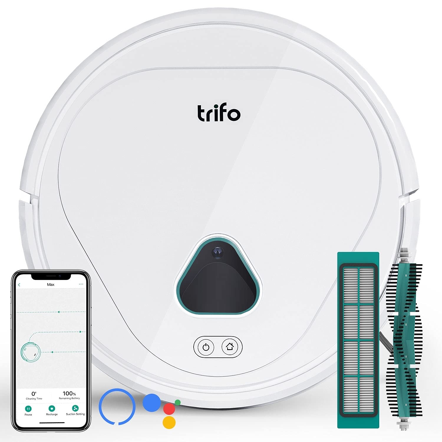 TRIFO Max Aspirateur Robot, Aspiration Puissante 3000Pa, Surveillance à Domicile, Chat Vocal, Batterie 5200 mAh, Autonomie de 120 Minutes, Chargement Automatique, Contrôle Via Wi-FI/Alexa/APP