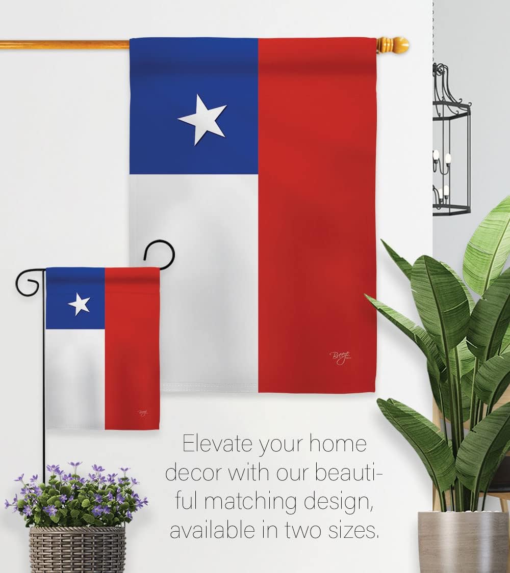 Breeze Decor Chile Garden Flag Set with Stand Regional Nation International World Country Particular Area House Decoration Banner Small Yard Gift Double-Sided, Made in USA