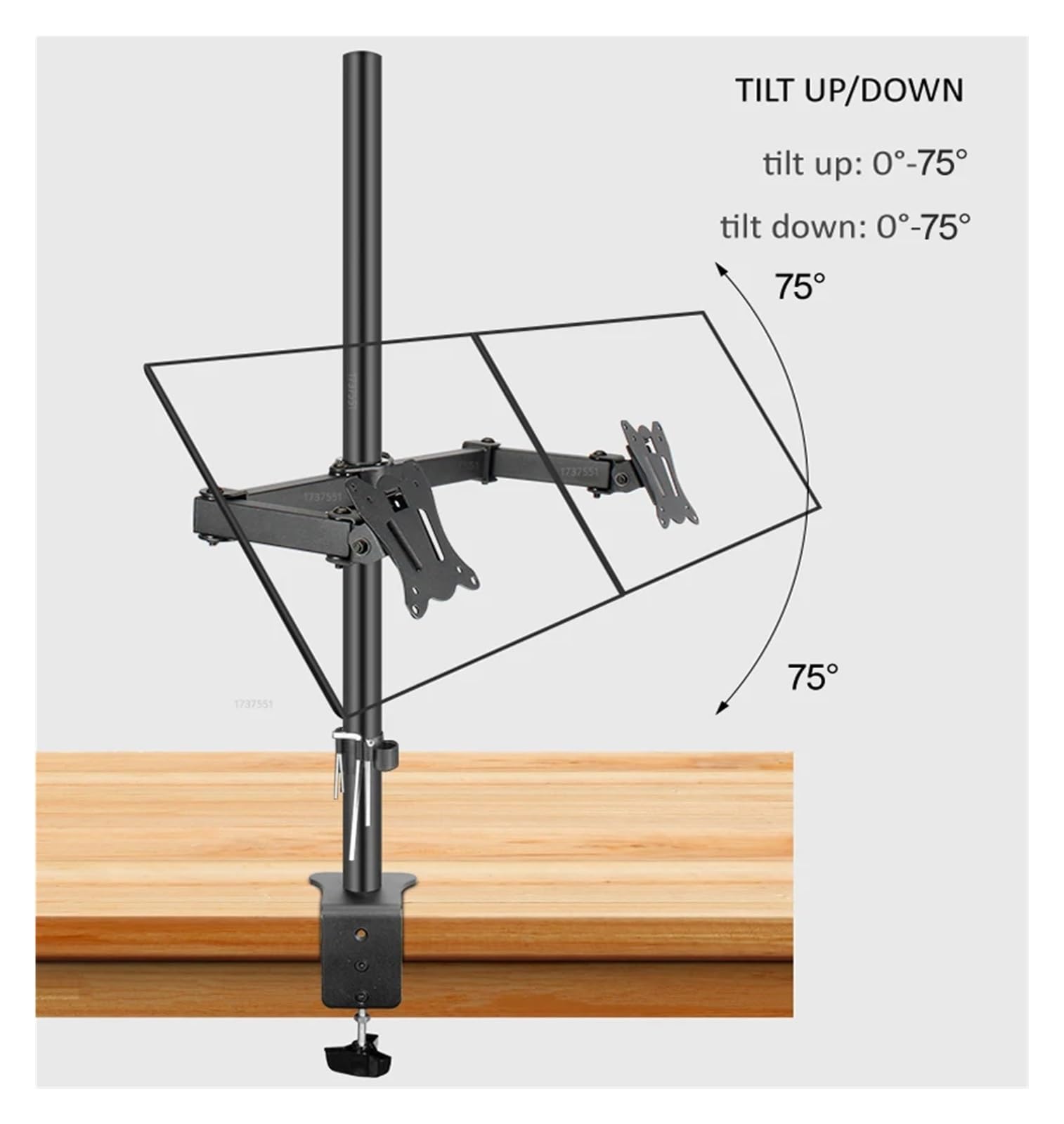Socle de Bureau for Double Moniteur à Mouvement Complet, 80cm, DL-T902-280II, 10 "-27", Pince, Trou d'œillet, Base, Support PC, Bras Pliable, 12kg(DL-T902-280II-G)