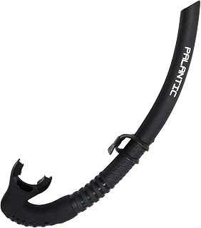 Palantic Low Volume Flexible Snorkel, Black – Silicone Snorkel for Spearfishing, Freediving, and Scuba Diving with Ergonomic Design for Comfortable Breathing and Low Drag