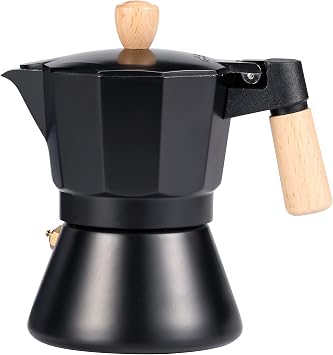 Moka Pot Stovetop Espresso Maker Classic Italian Style Coffee Maker Pot Natural Wood Handle 3 Cups