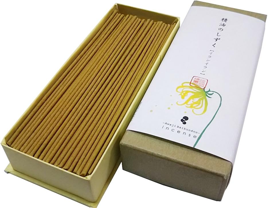 淡路梅薫堂の上質お香 精油のしずく イランイラン 30g 花の線香 花線香 花の香り かおり いい匂い 精油 アロマ 香る スティック Japanese Aroma Essential Oil Incense Stick Awaji Baikundou Ylang Seiyunoshizuku 179 期間限定今なら送料無料