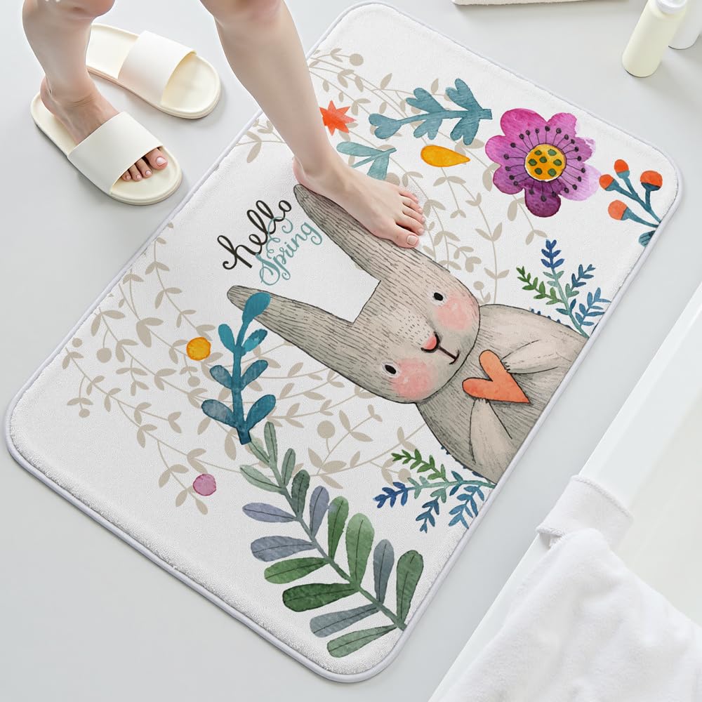 Bathroom Rug 24x16 Bath Mats for Bathroom Non Slip Fluffy Absorbent Microfiber Bath mat Washable Absorbent Soft Bathmat