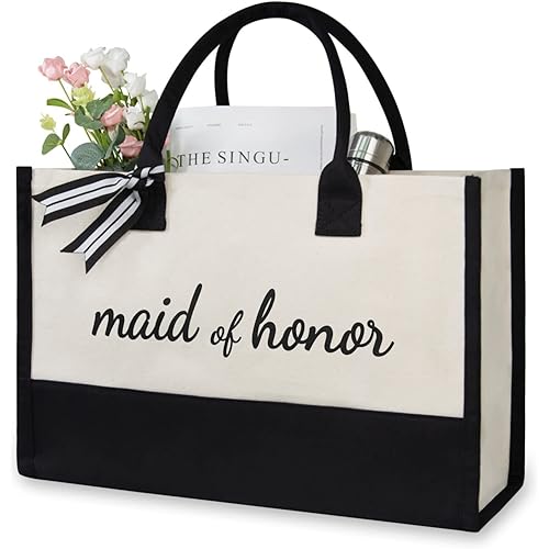 TOPDesign Canvas Tote Bag, Bridal Shower Gifts for Bride, Wedding Bachelorette Bride Gifts Shoulder Bag